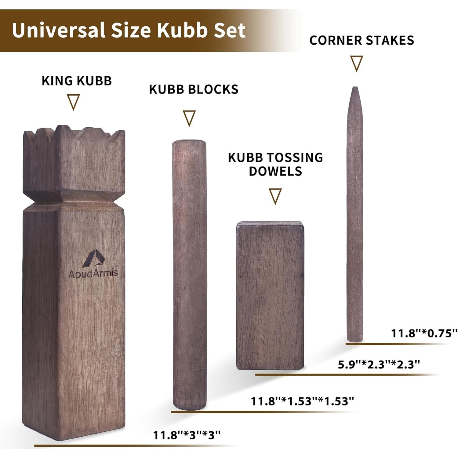 Juego de Jardín ApudArmis Kubb - Juego de Madera para 12 Jugadores