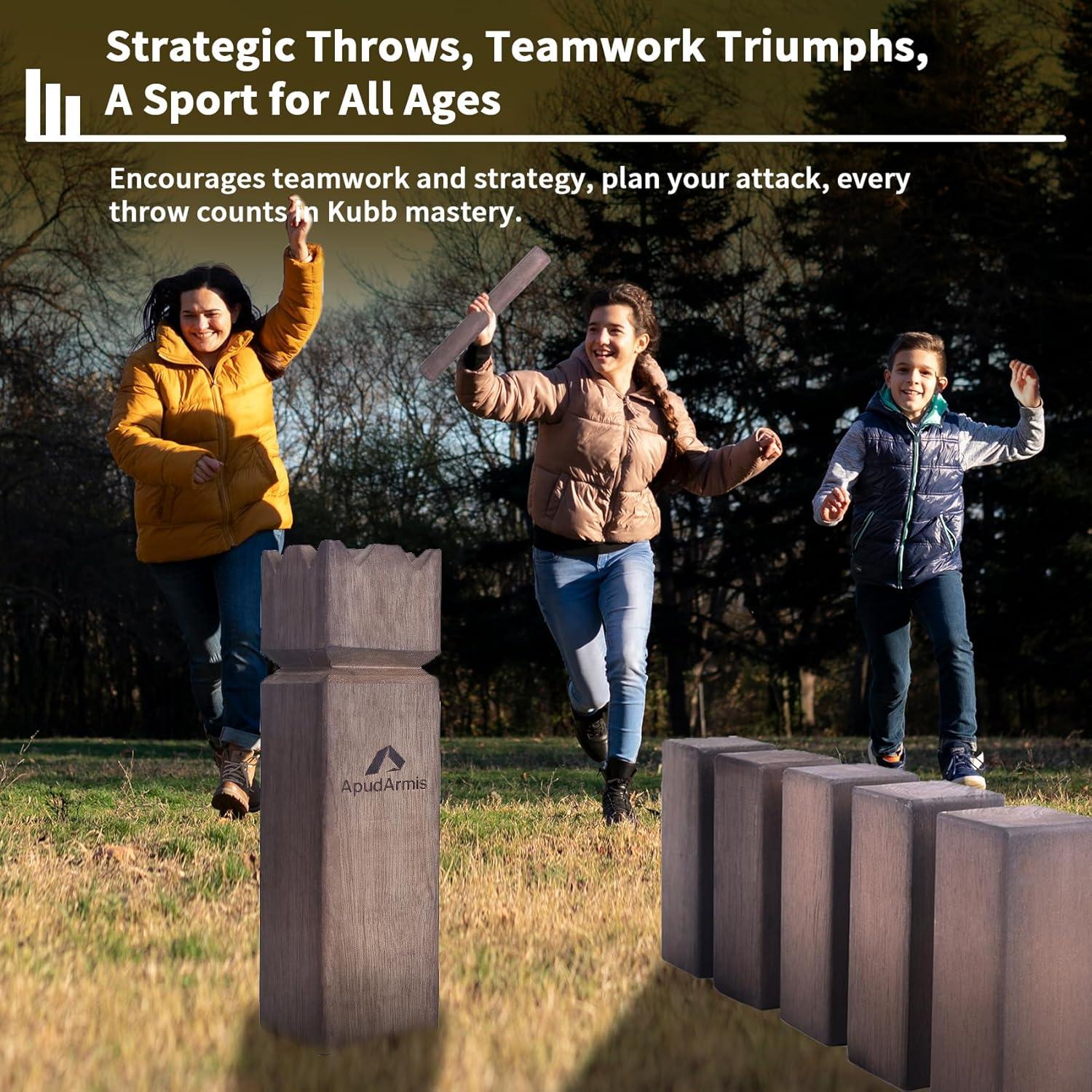 Juego de Jardín ApudArmis Kubb - Juego de Madera para 12 Jugadores
