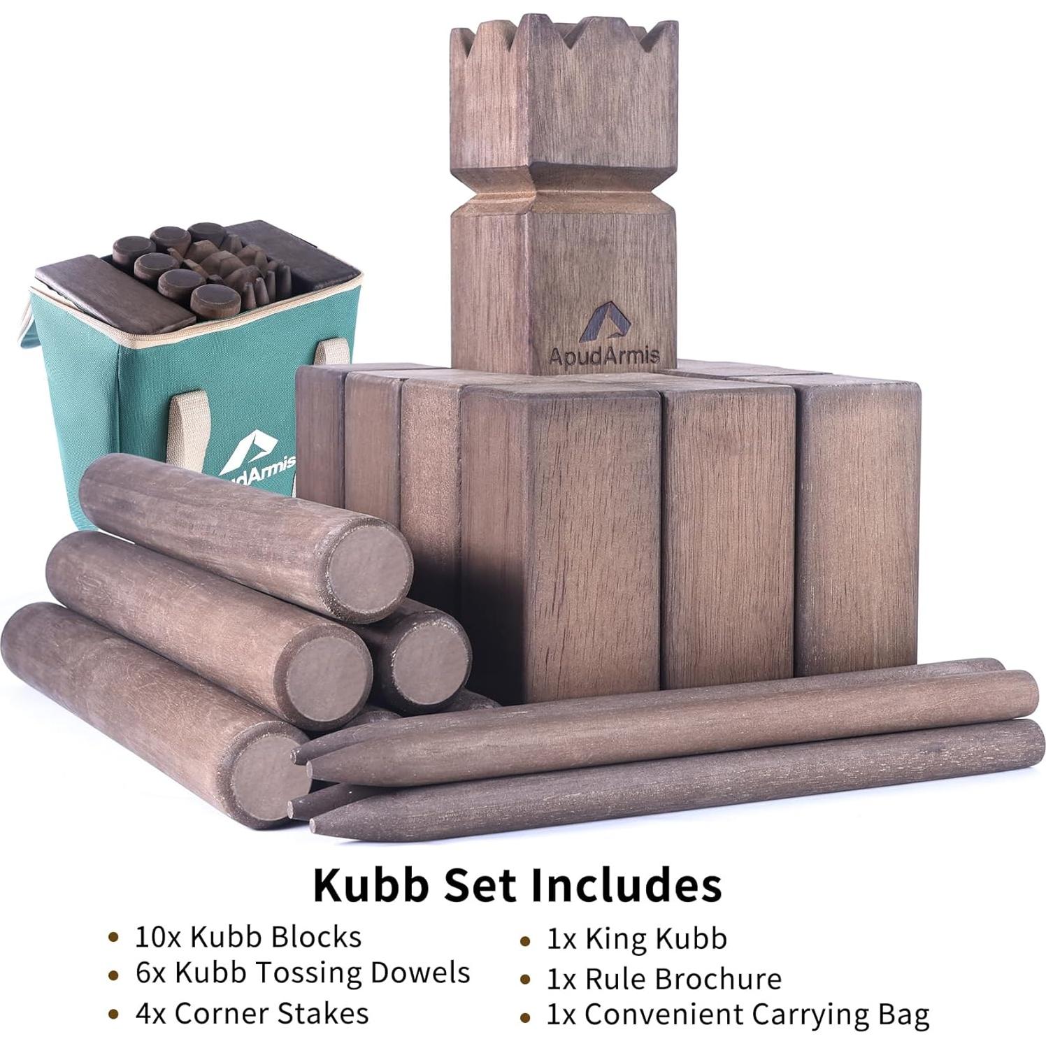 Juego de Jardín ApudArmis Kubb - Juego de Madera para 12 Jugadores