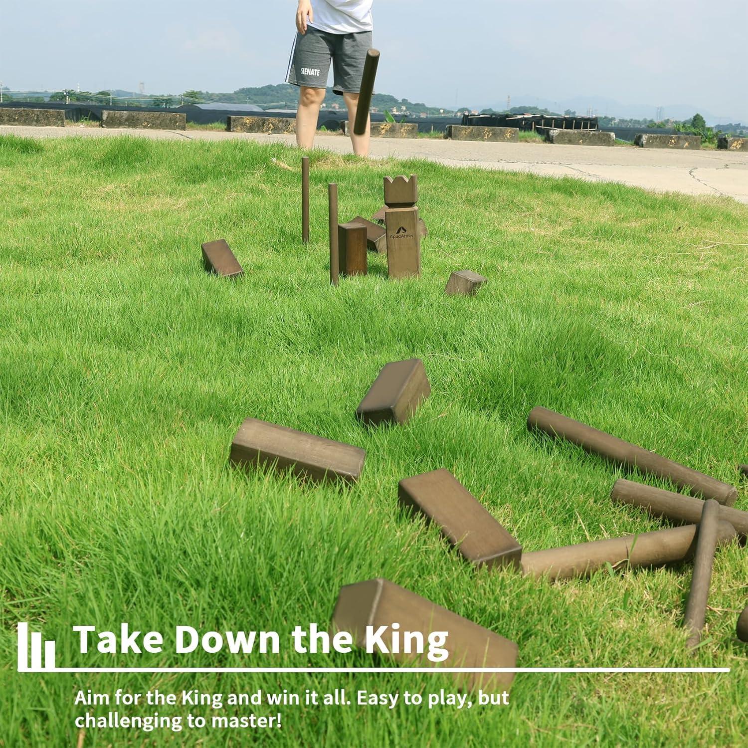 Juego de Jardín ApudArmis Kubb - Juego de Madera para 12 Jugadores