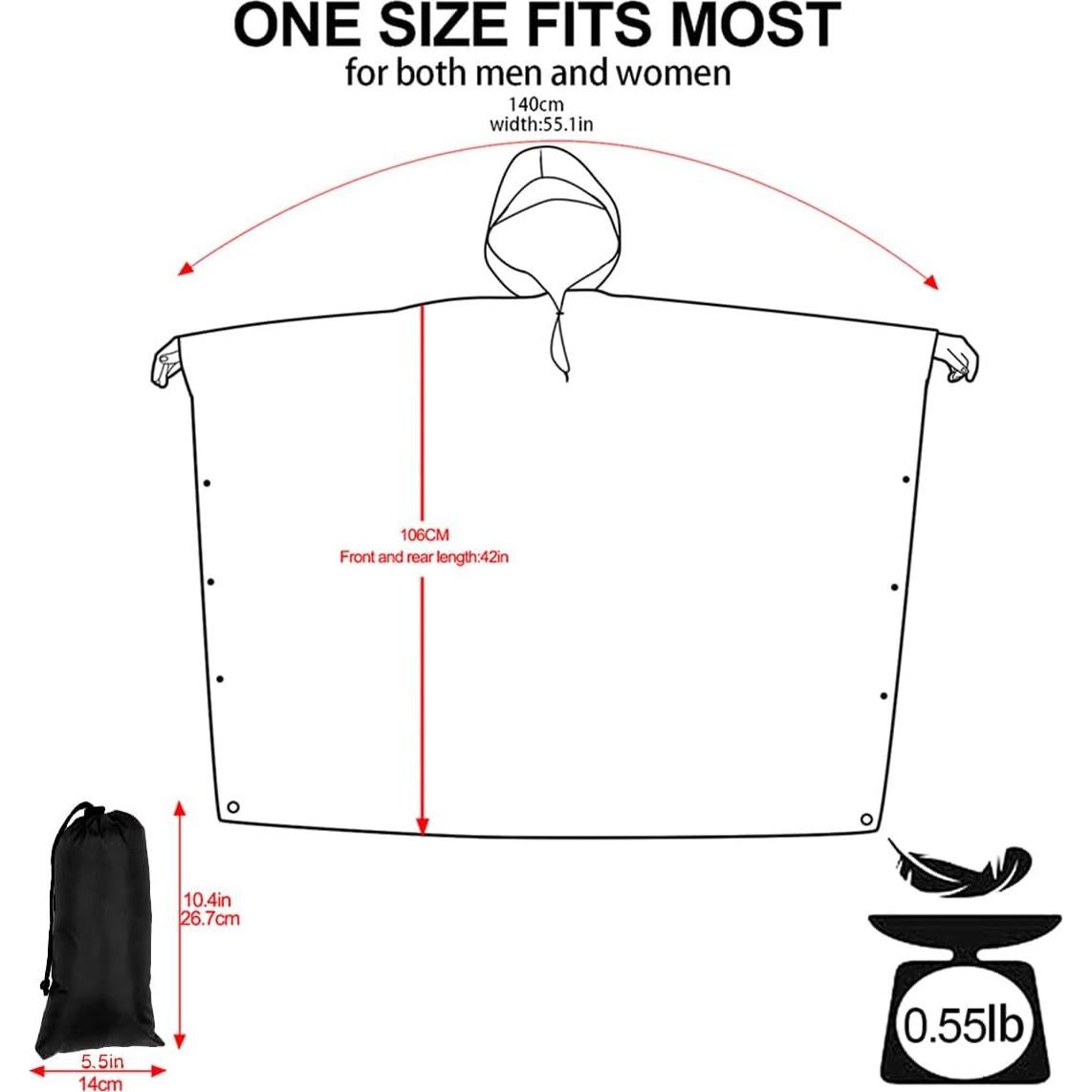 Poncho de Lluvia Impermeable POWINSUN para Adulto - Ligero y Compacto