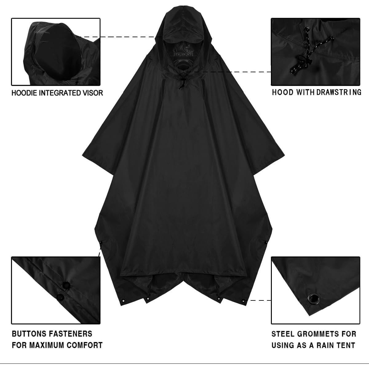 Poncho de Lluvia Impermeable POWINSUN para Adulto - Ligero y Compacto