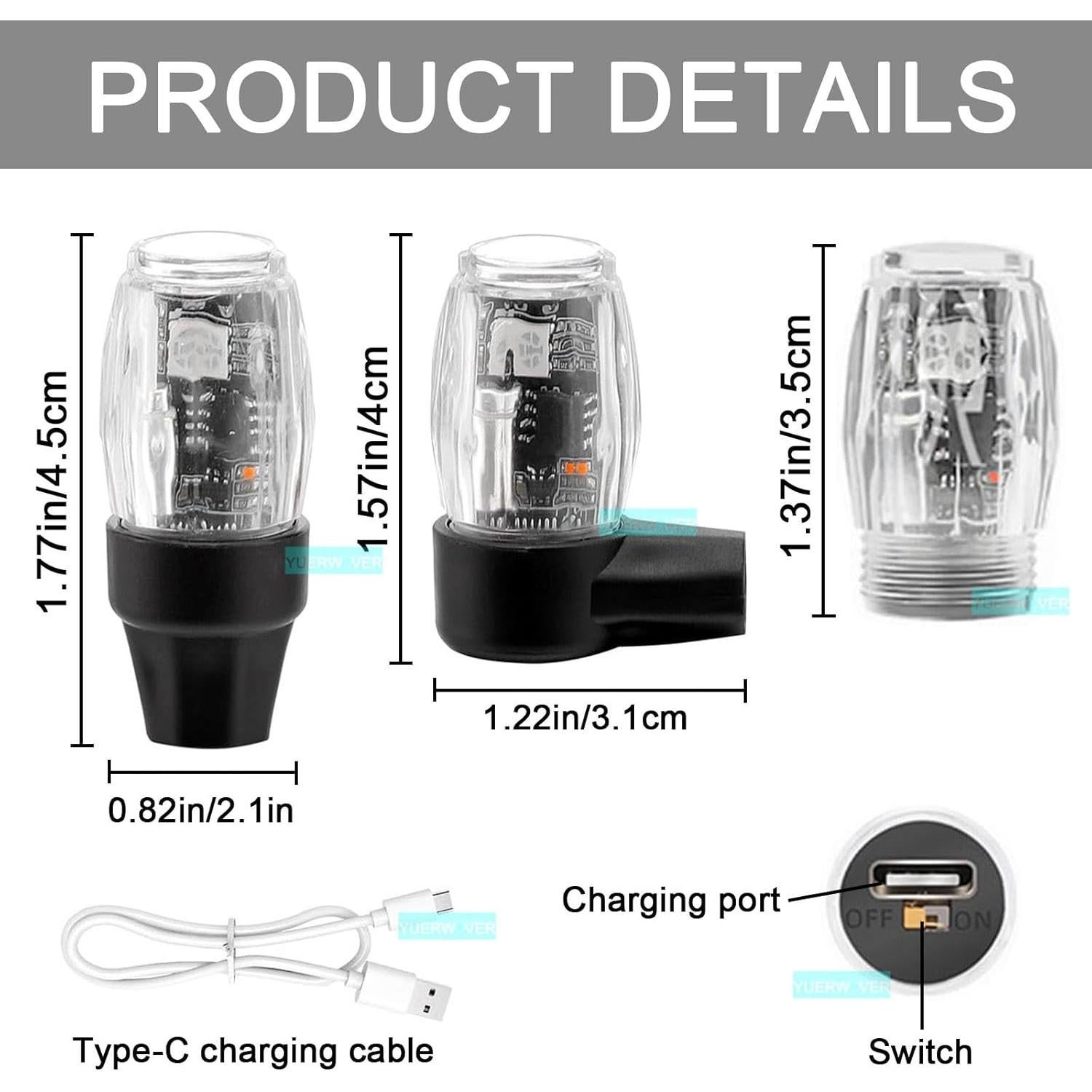 Paquete de 2 Luces LED para Neumáticos YUERWOVER Azules