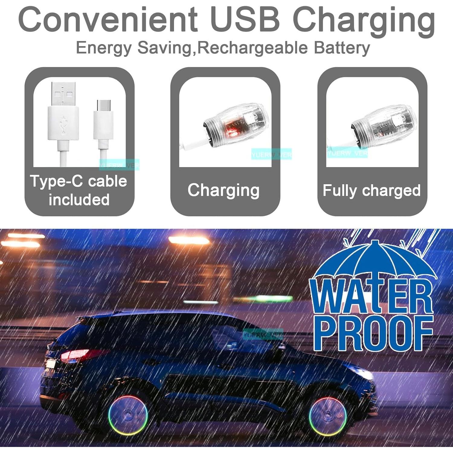 Paquete de 2 Luces LED para Neumáticos YUERWOVER Azules