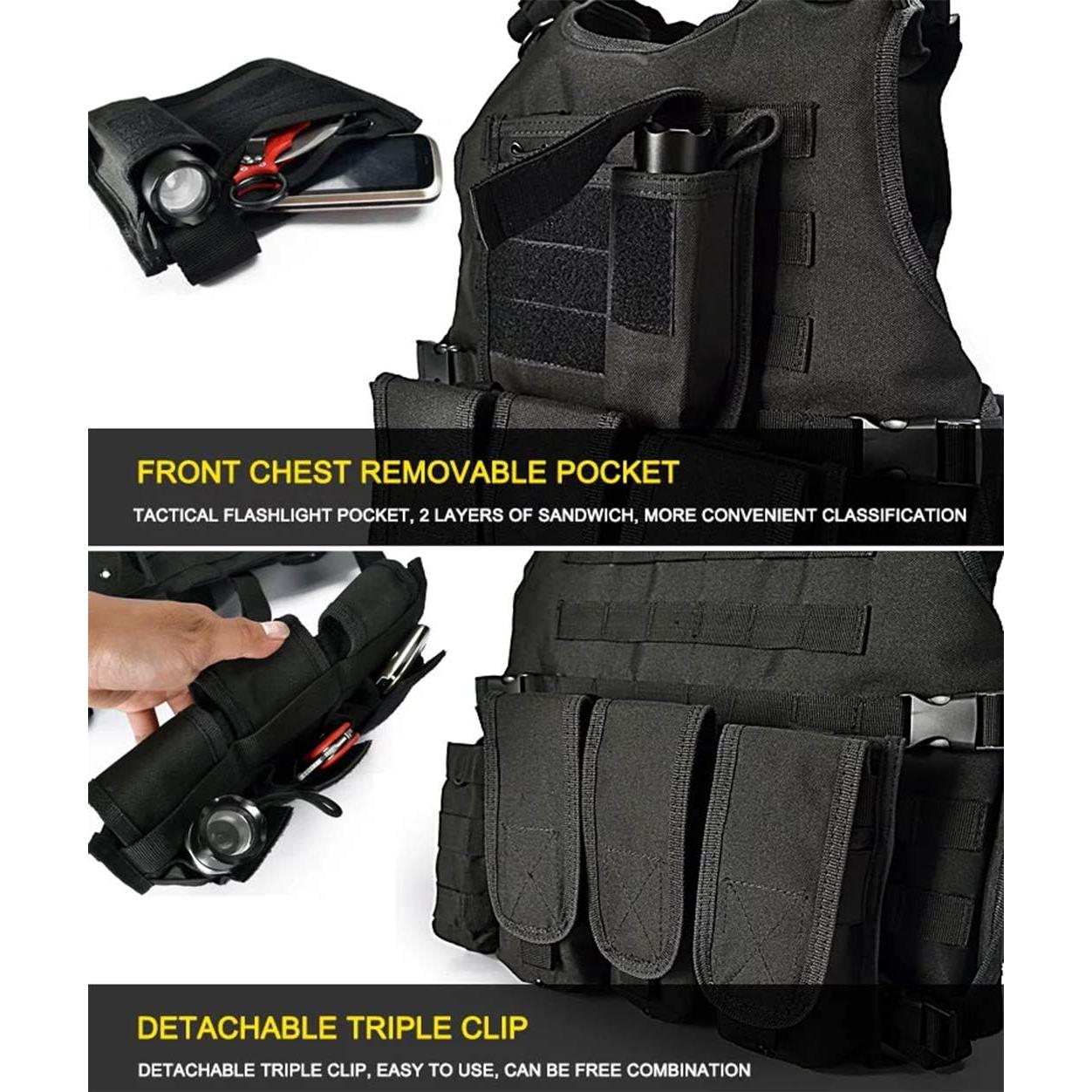 Chaleco Táctico vAv YAKEDA Ajustable Negro para Adultos