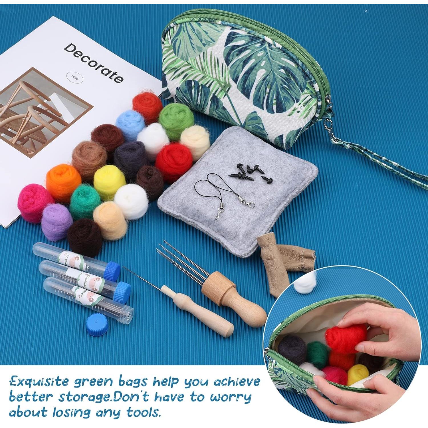 Kit de Aguja de Fieltro IMZAY con 18 Colores y Bolsa Verde