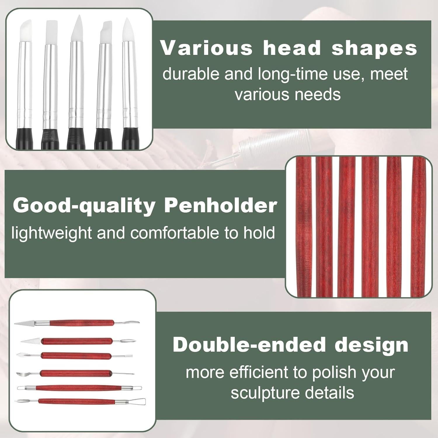 Juego de 11 Herramientas de Esculpir Arcilla YOKIVE - Negro