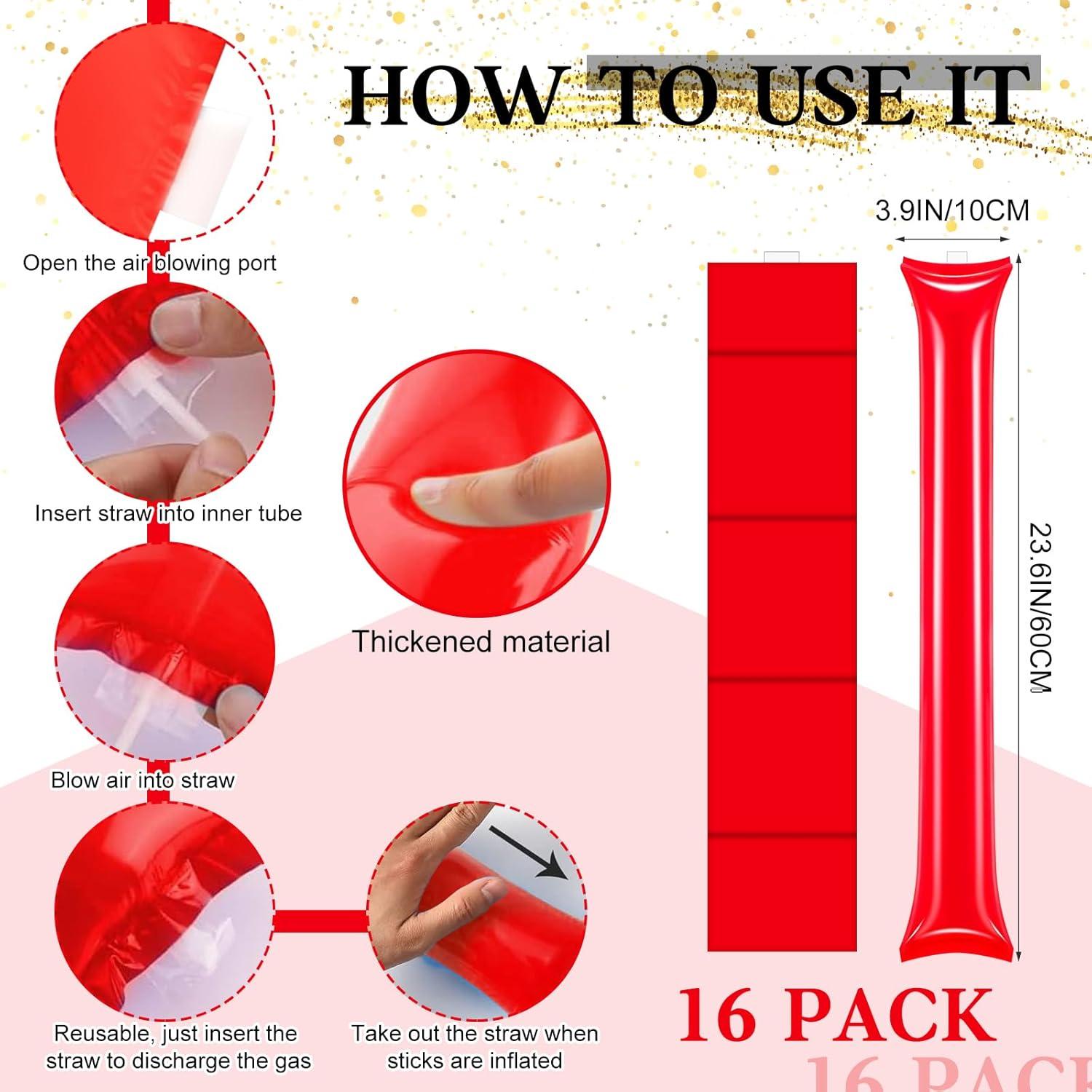 40 Accesorios de Animación Rojos - Palmas, Pompones y Bastones