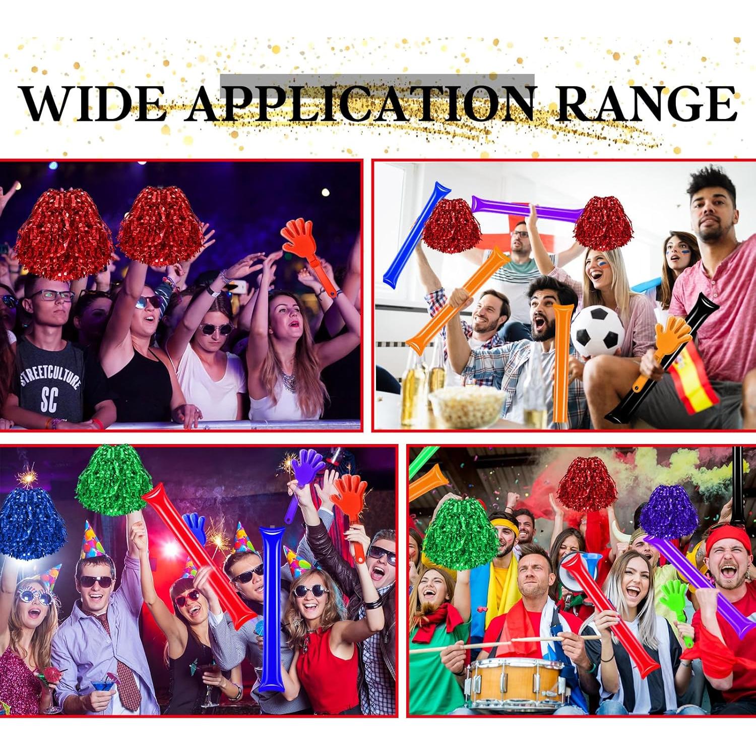 40 Accesorios de Animación Rojos - Palmas, Pompones y Bastones