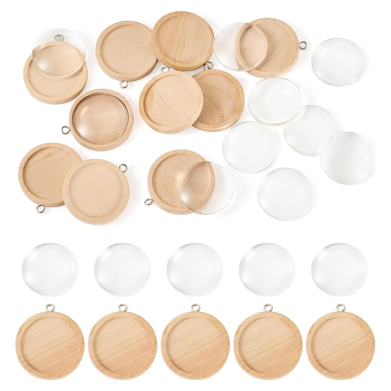 Base Colgante Redonda Madera Craftdady 10 Pendientes 25mm