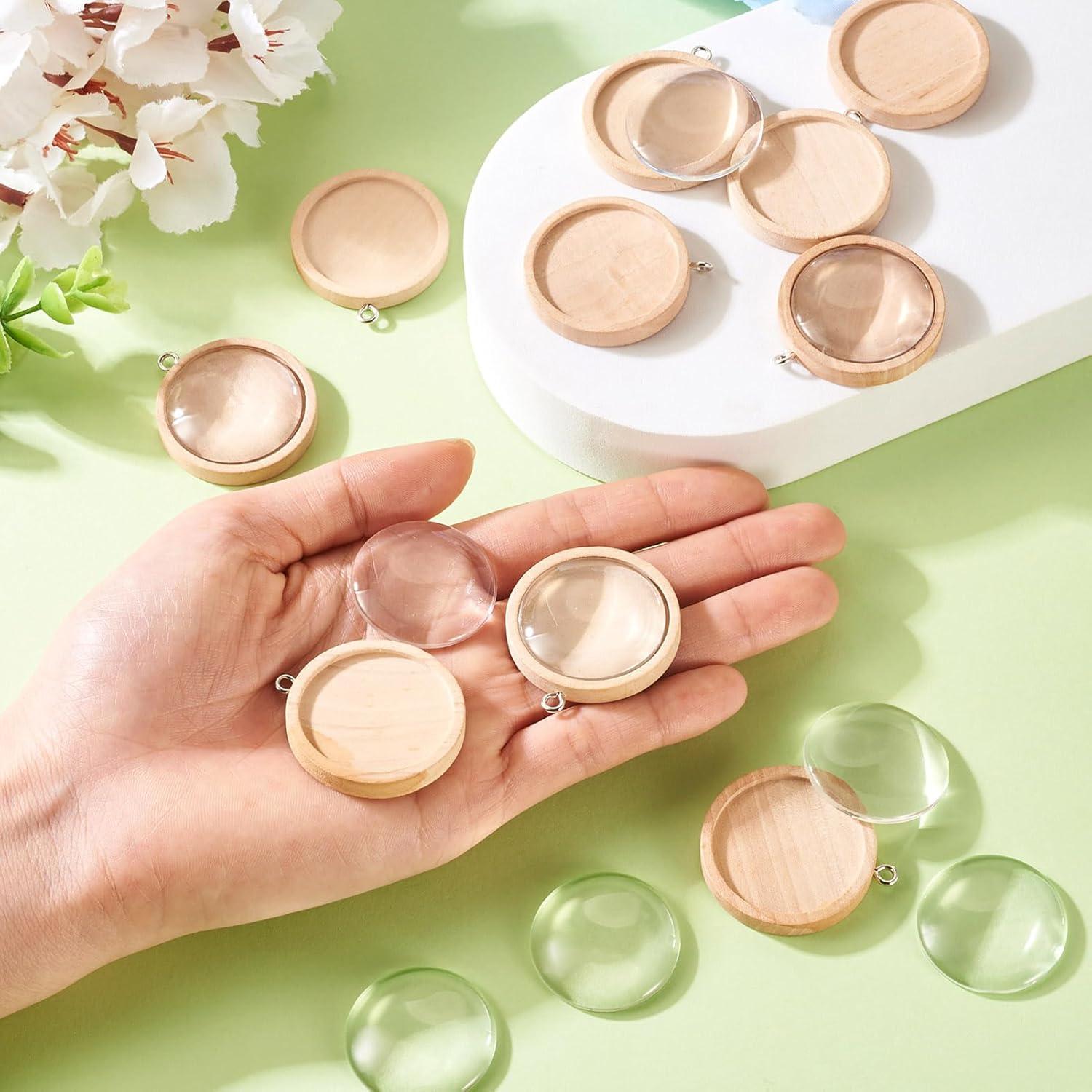 Base Colgante Redonda Madera Craftdady 10 Pendientes 25mm