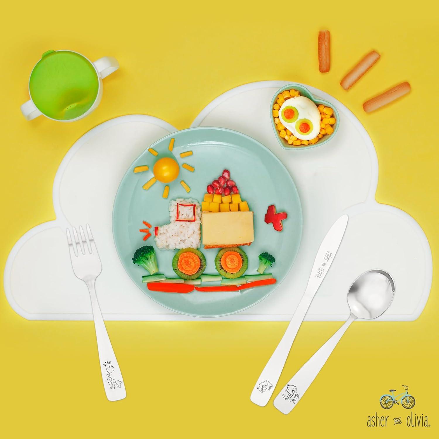 Juego de Cubiertos para Niños Asher y Olivia - 9 Piezas de Acero Inoxidable