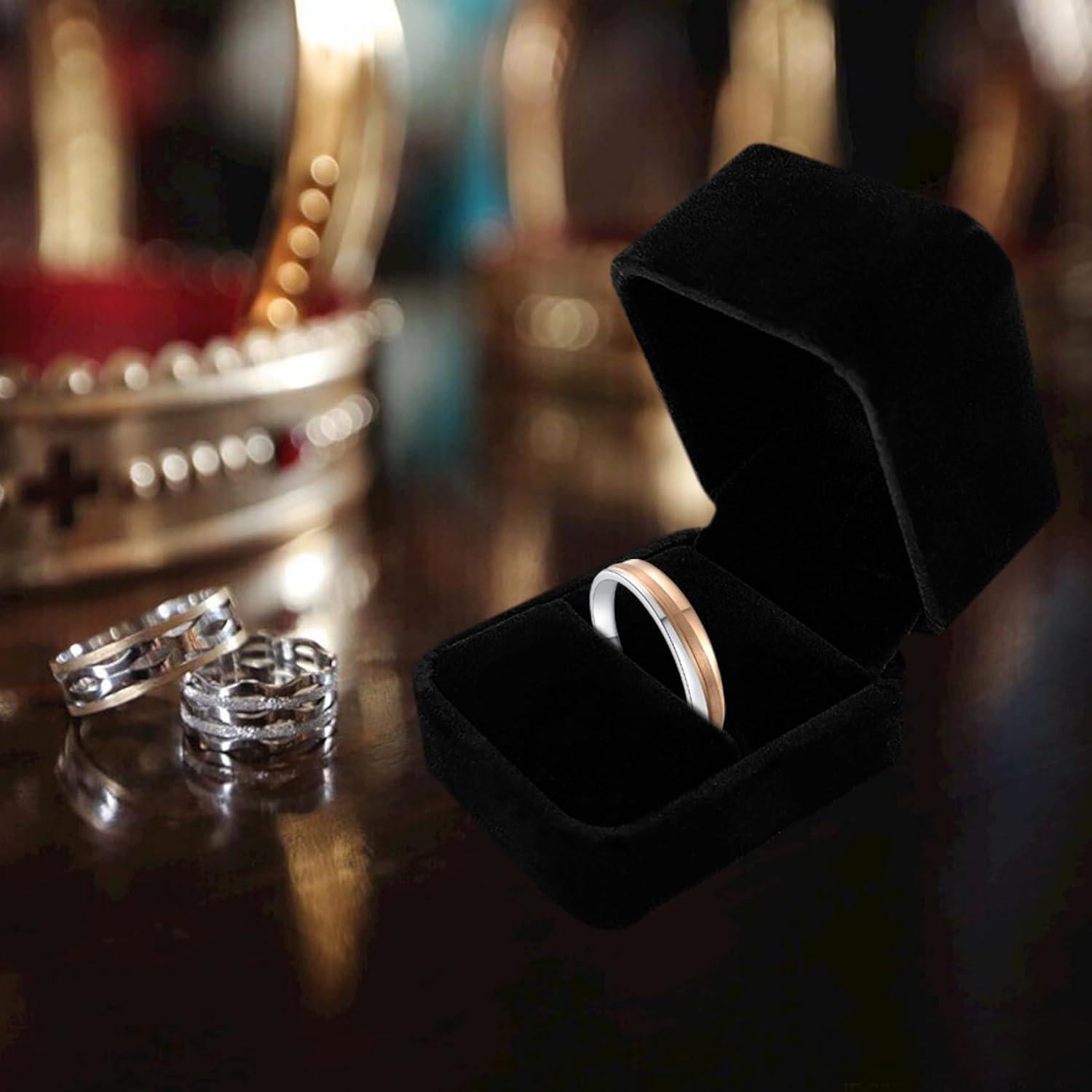 Caja de Anillo Terciopelo Negro - Regalo Propuesta S