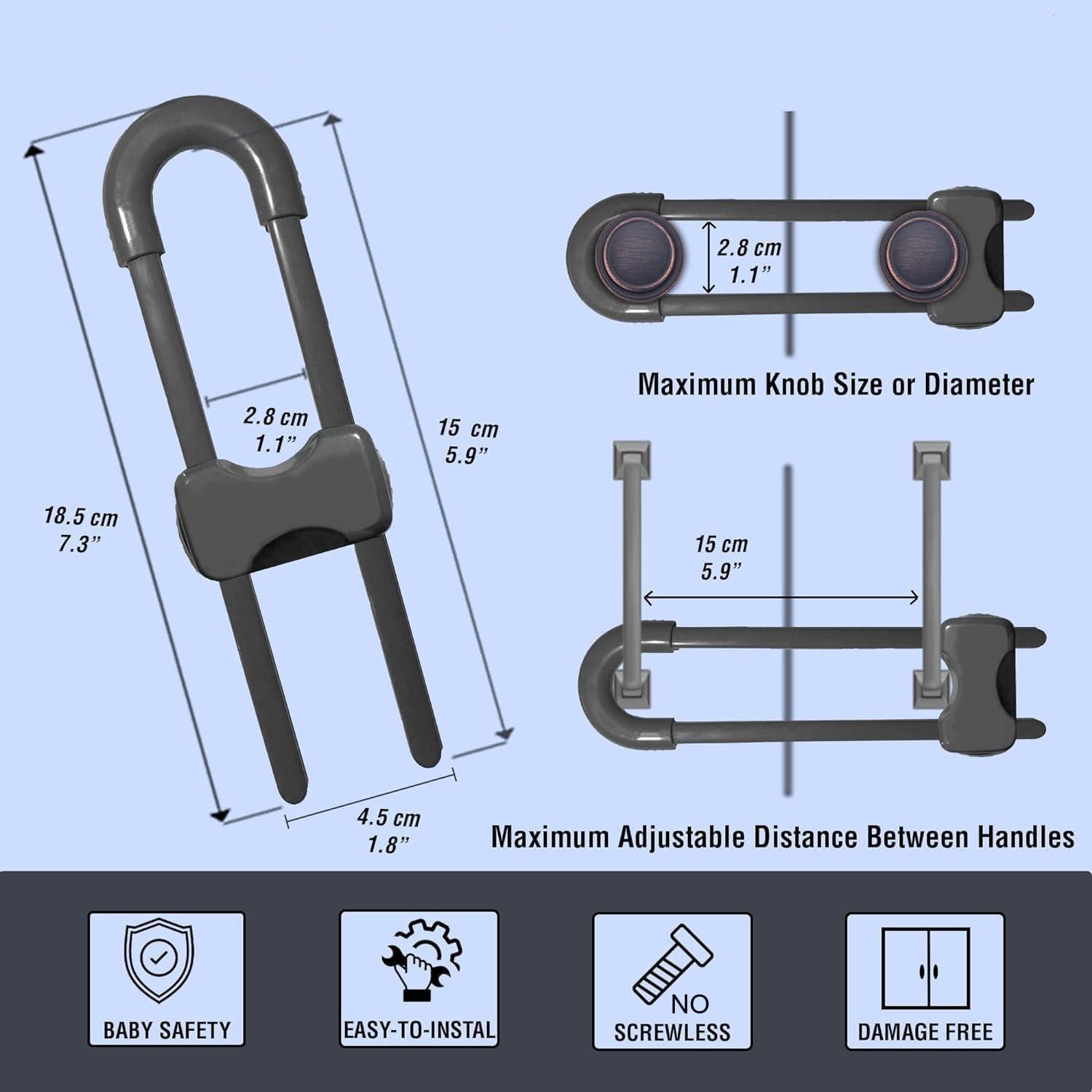 Cerraduras Deslizantes de Seguridad WENPENG para Gabinetes - 10 Paquete