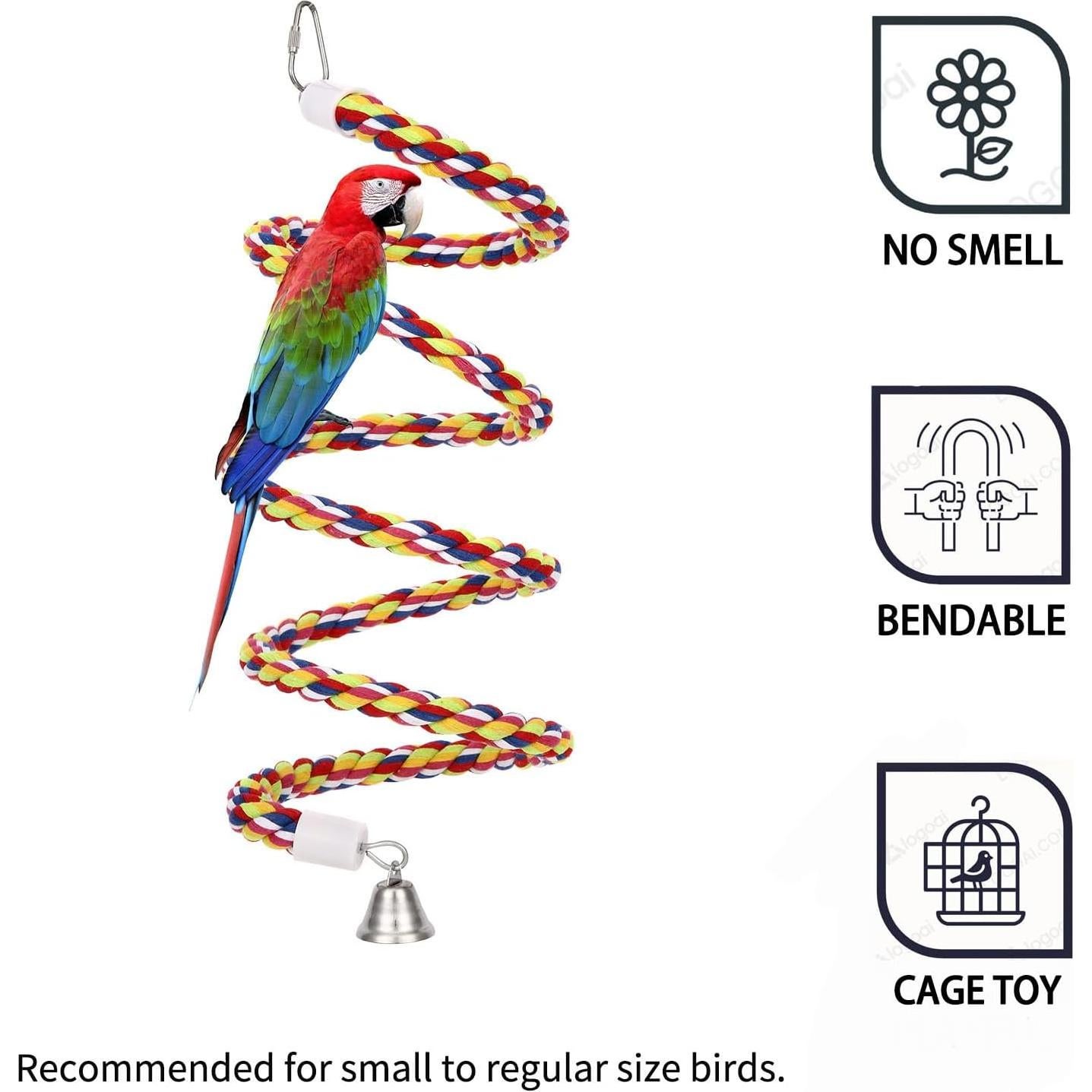 2 Pcs Perchas de Cuerda para Aves OSWINMART 109 cm Algodón