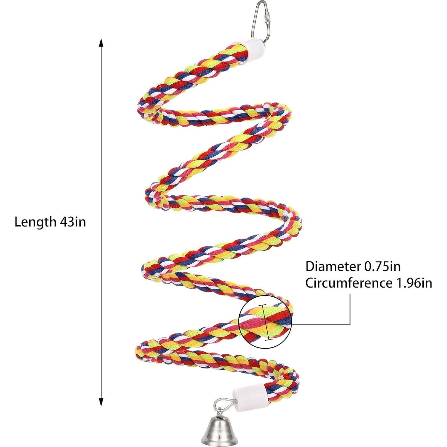 2 Pcs Perchas de Cuerda para Aves OSWINMART 109 cm Algodón