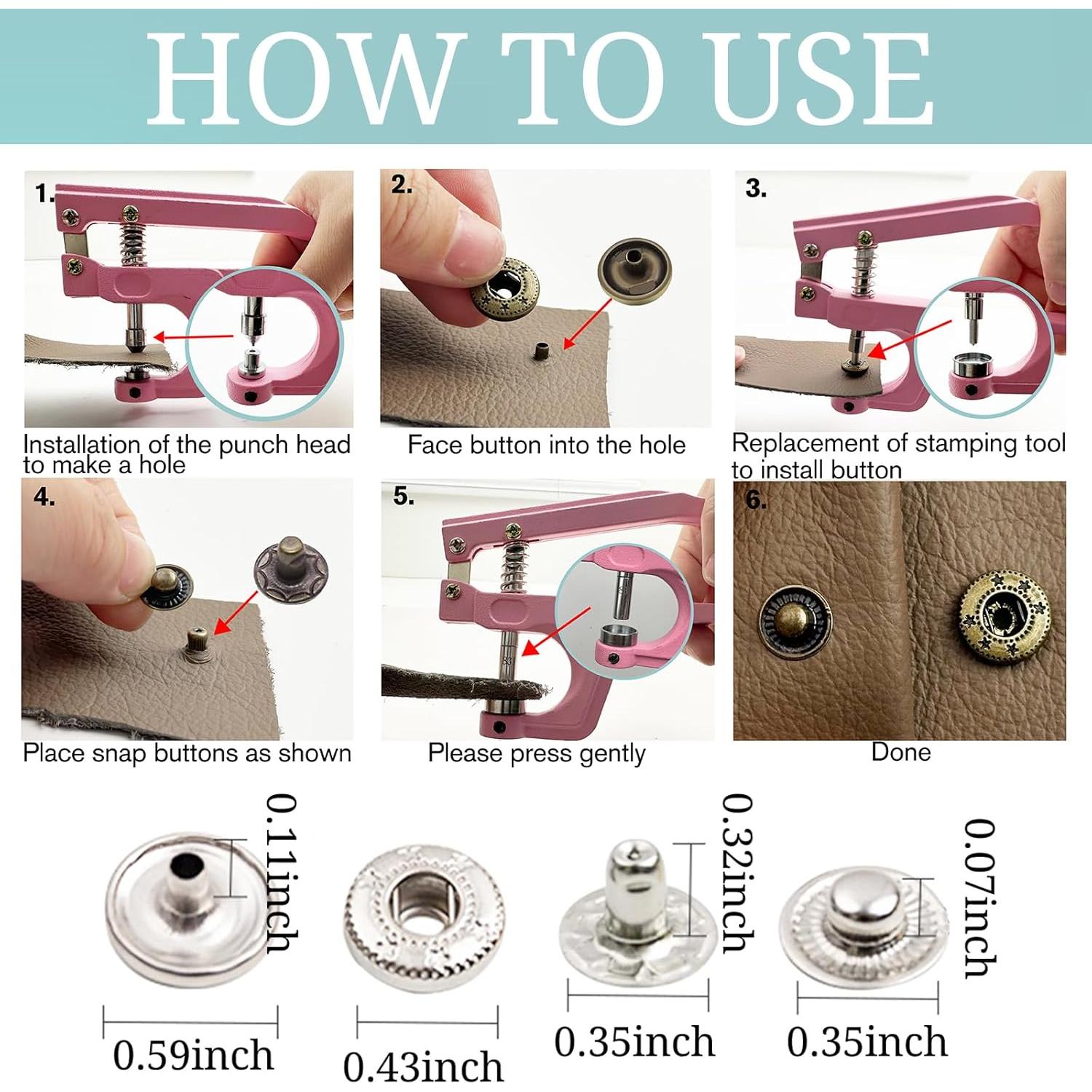 Kit de Sujetadores de Cuero NXTOV 50 Juegos 15mm con Alicates
