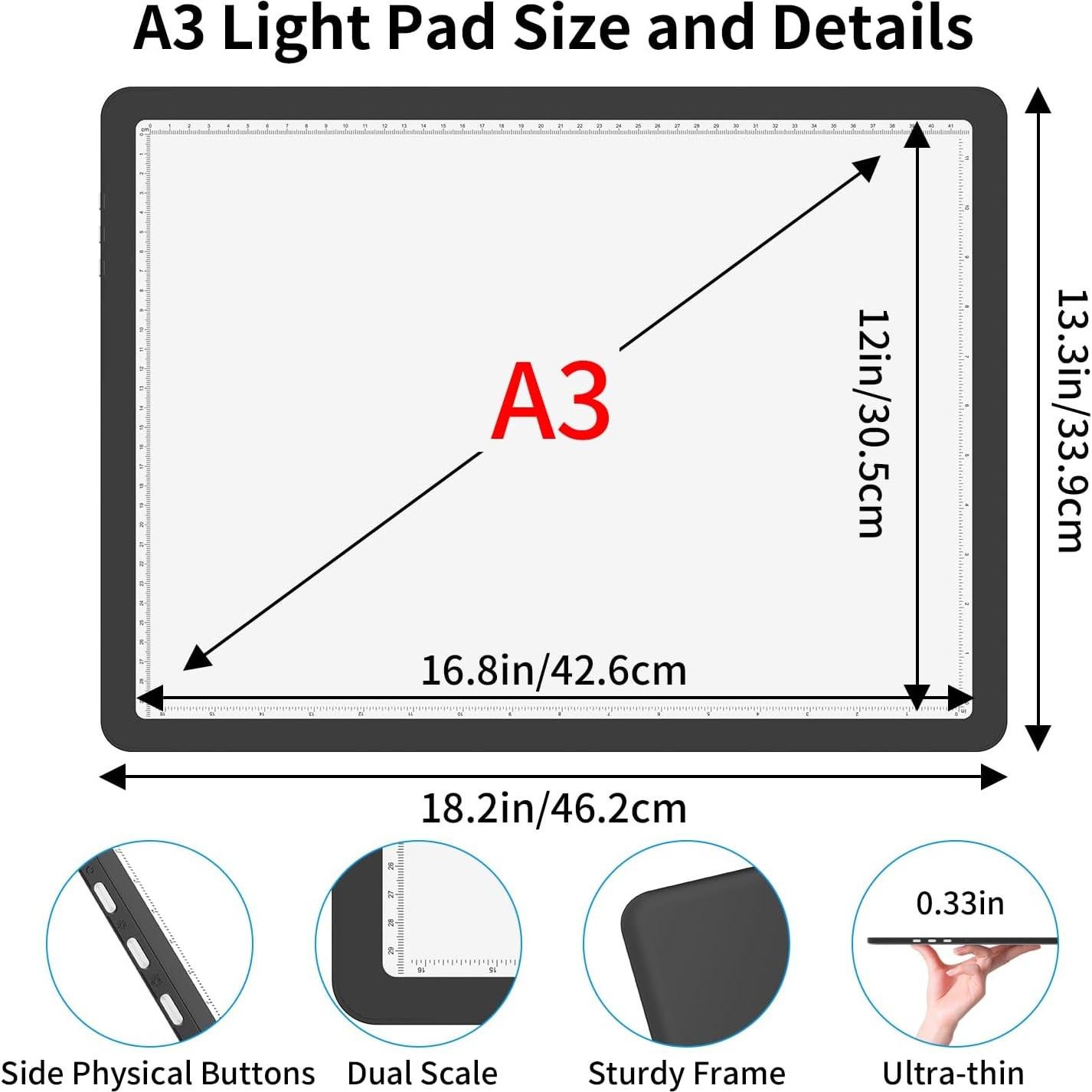 Tabla de Luz A3 KEIWRLIGHT LED 5600 Lux Recargable