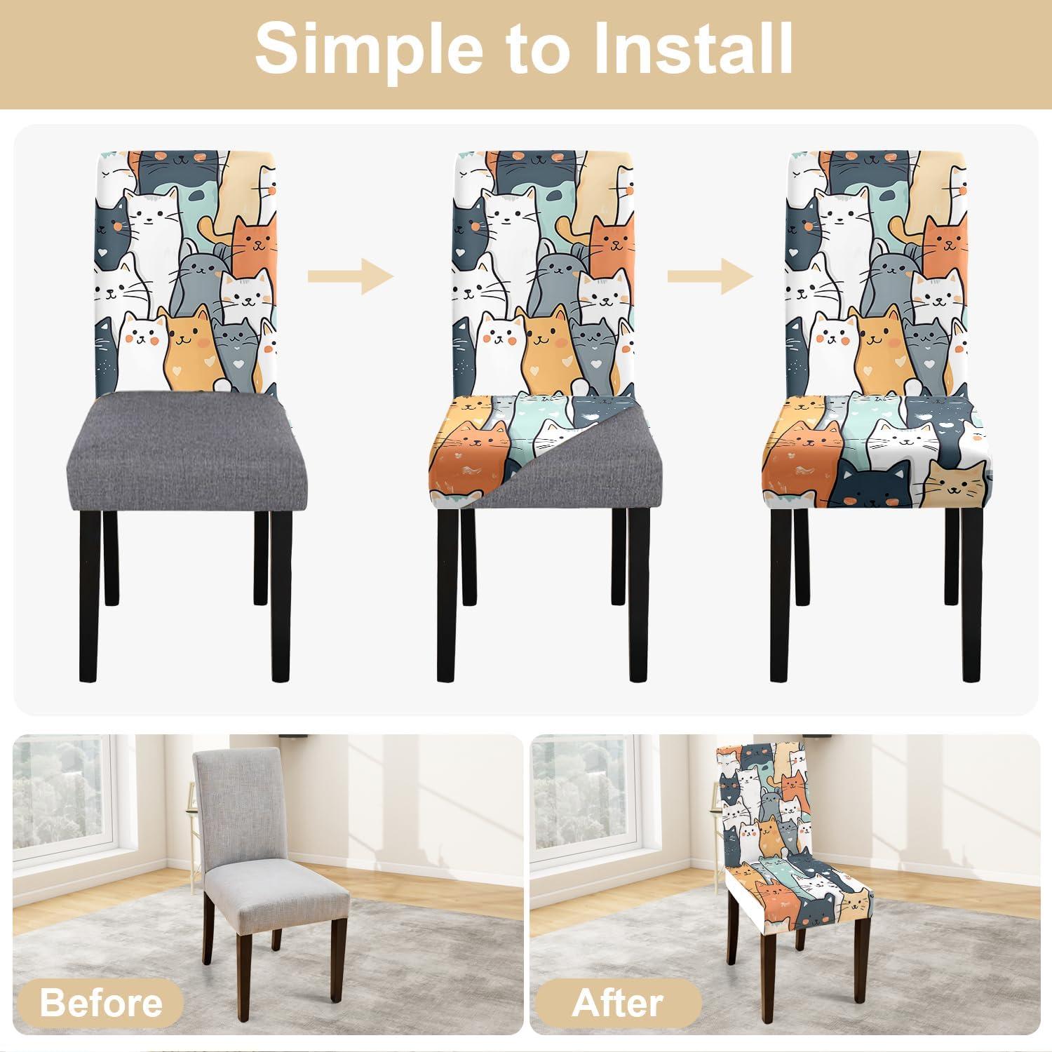 Fundas de Silla de Gato THISFIND - Juego de 4 Lavables