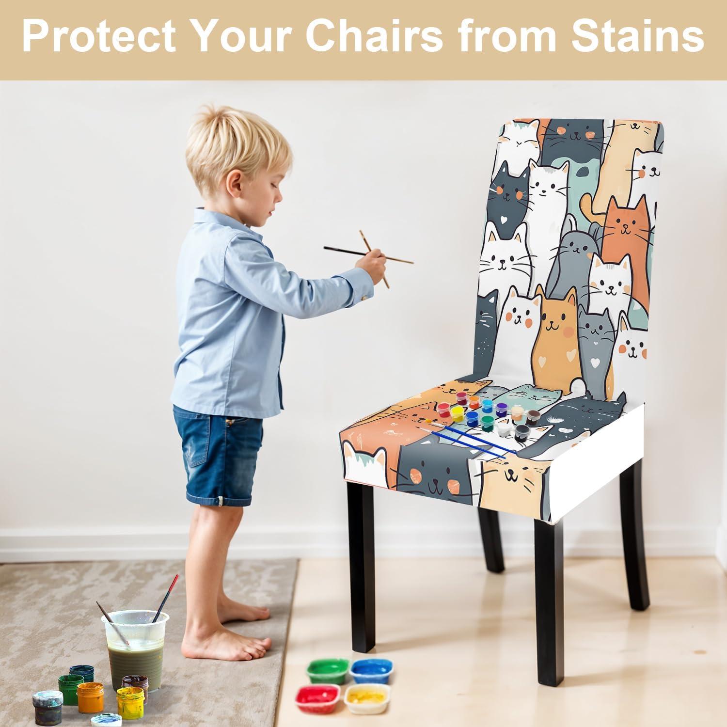 Fundas de Silla de Gato THISFIND - Juego de 4 Lavables