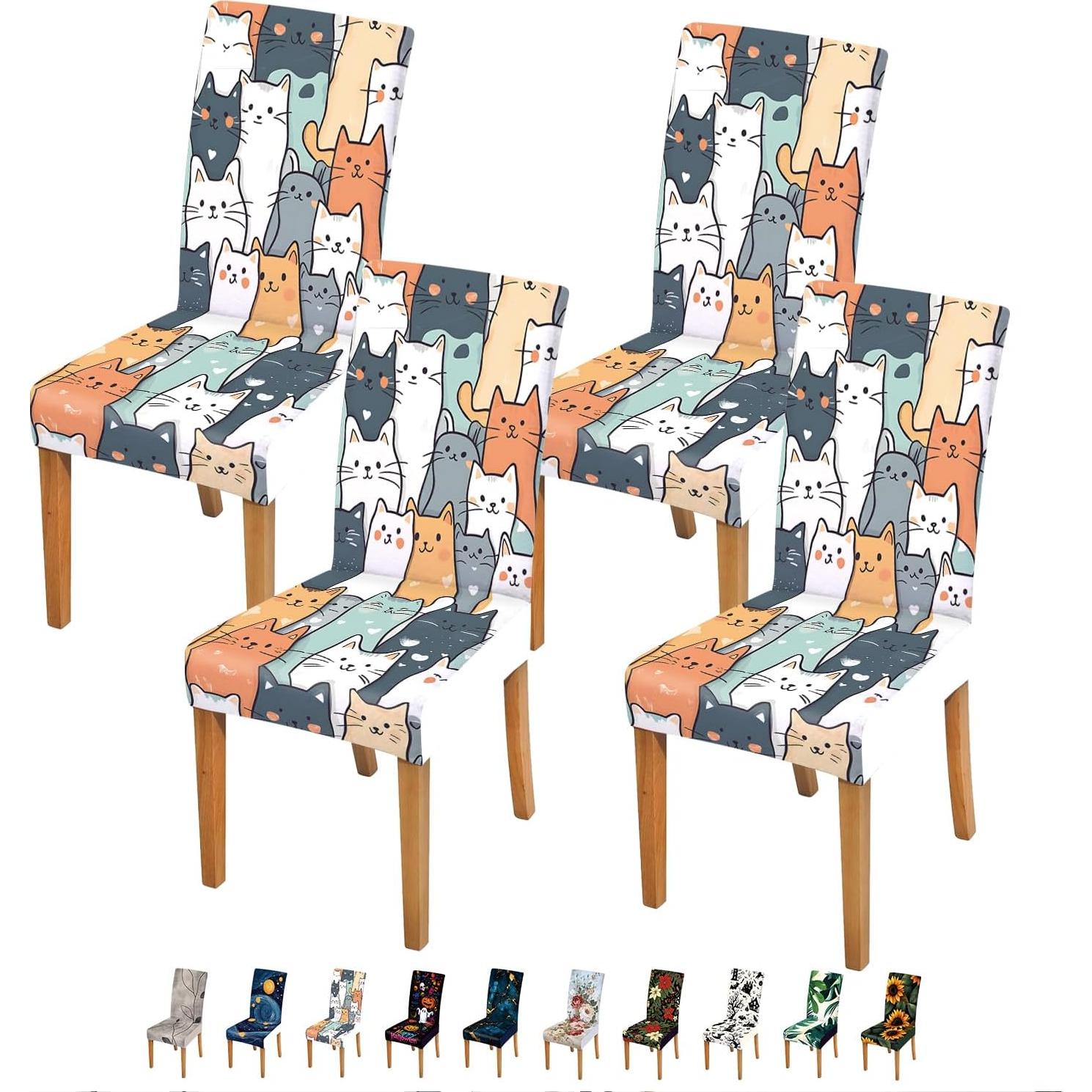 Fundas de Silla de Gato THISFIND - Juego de 4 Lavables