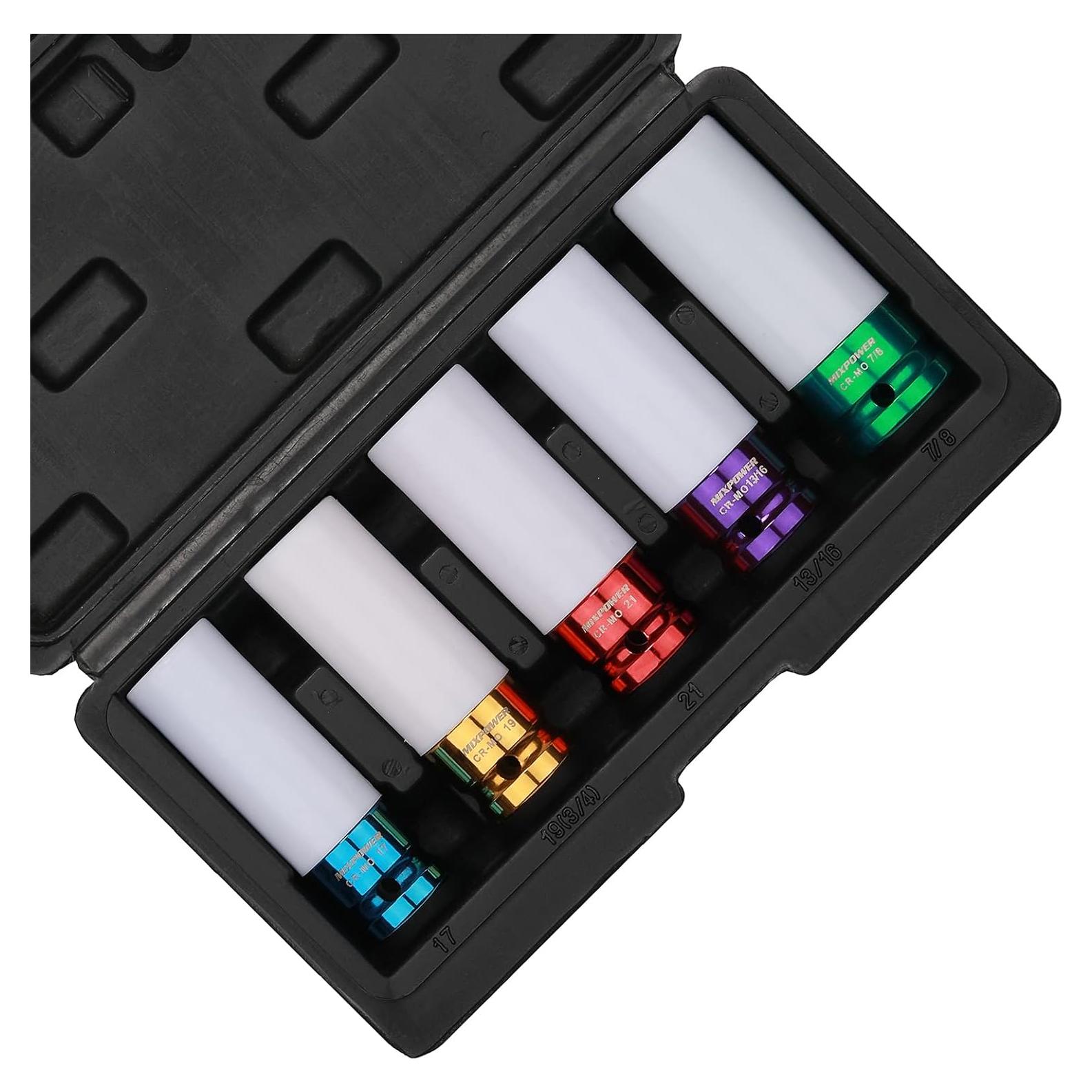 Juego de Enchufes de Impacto MIXPOWER 5 Piezas 1/2" CR-MO