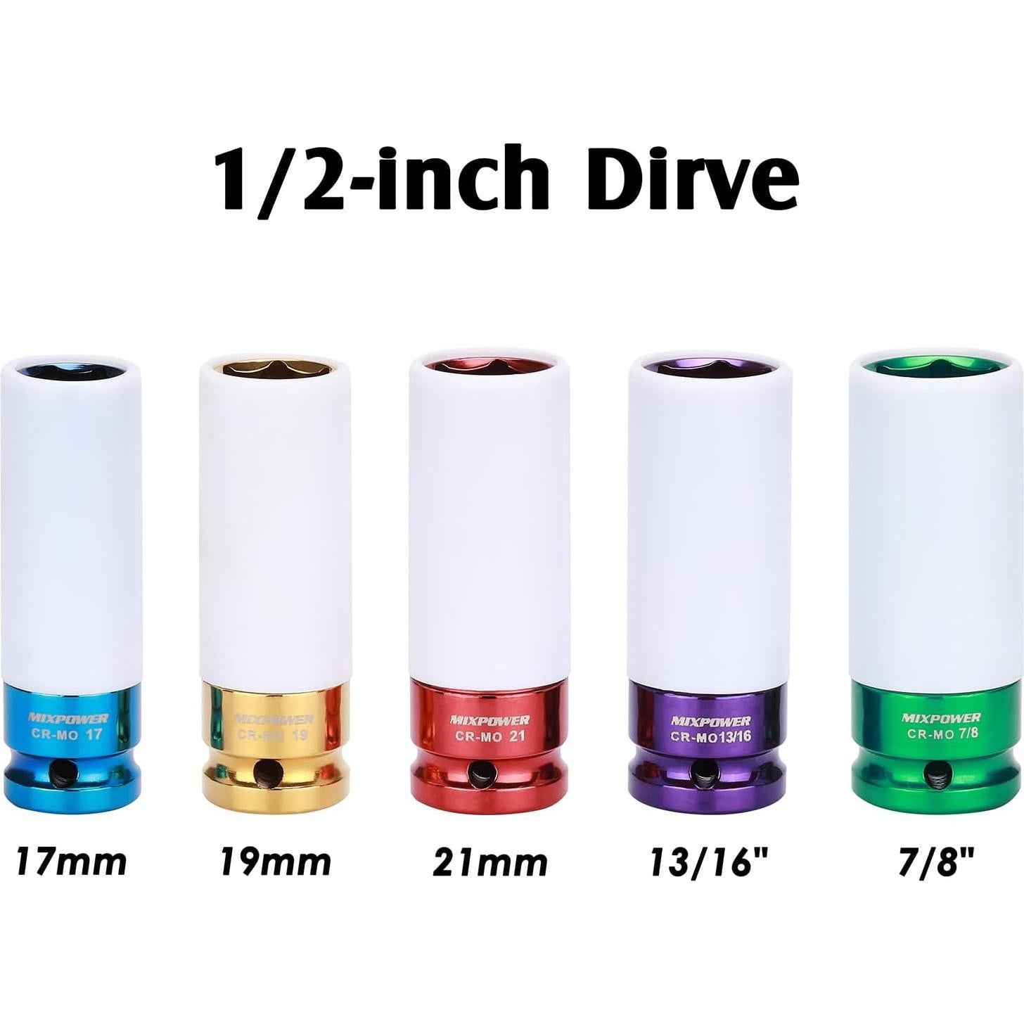 Juego de Enchufes de Impacto MIXPOWER 5 Piezas 1/2" CR-MO