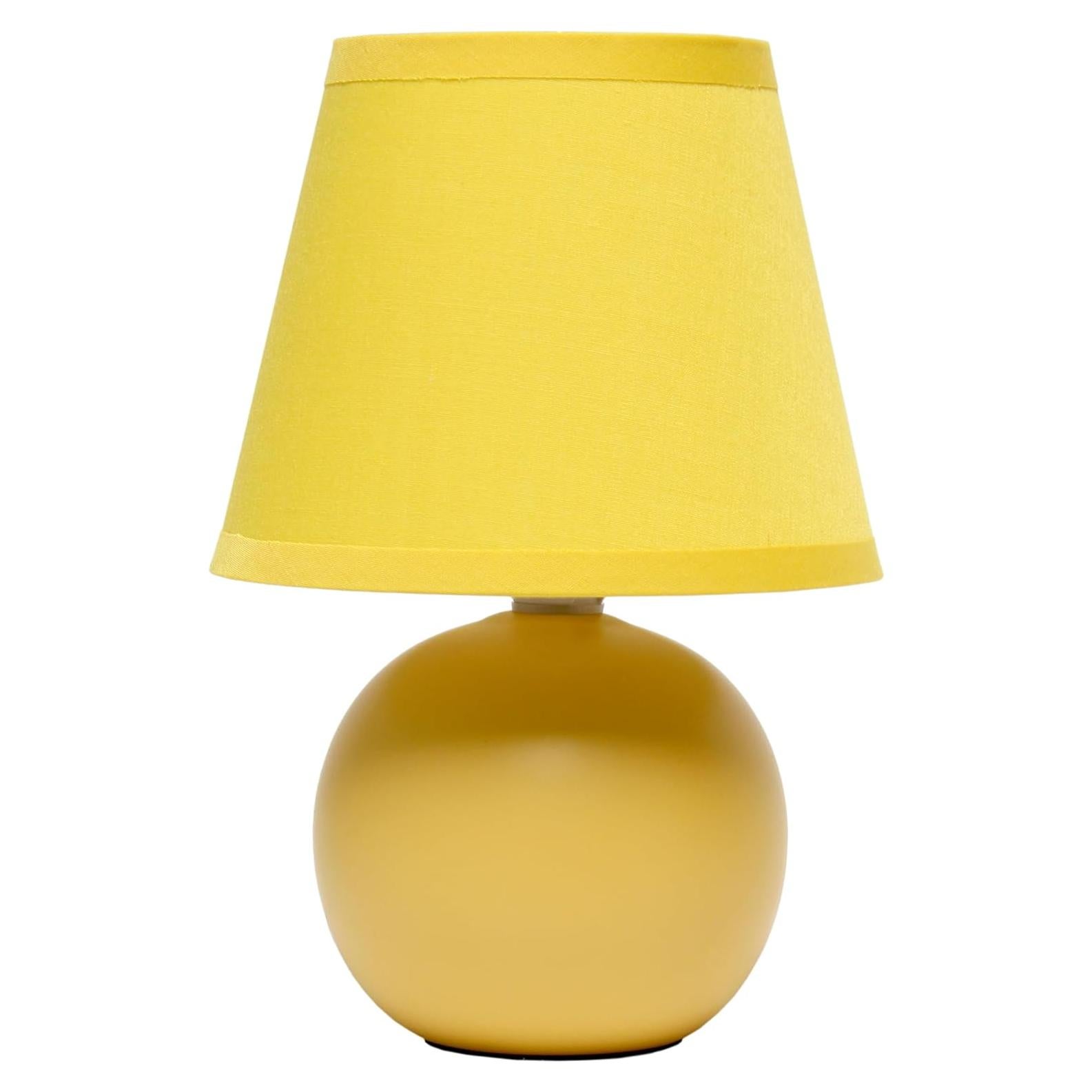 Juego de 2 Lámparas de Mesa Cerámica Diseño Simple Amarillo