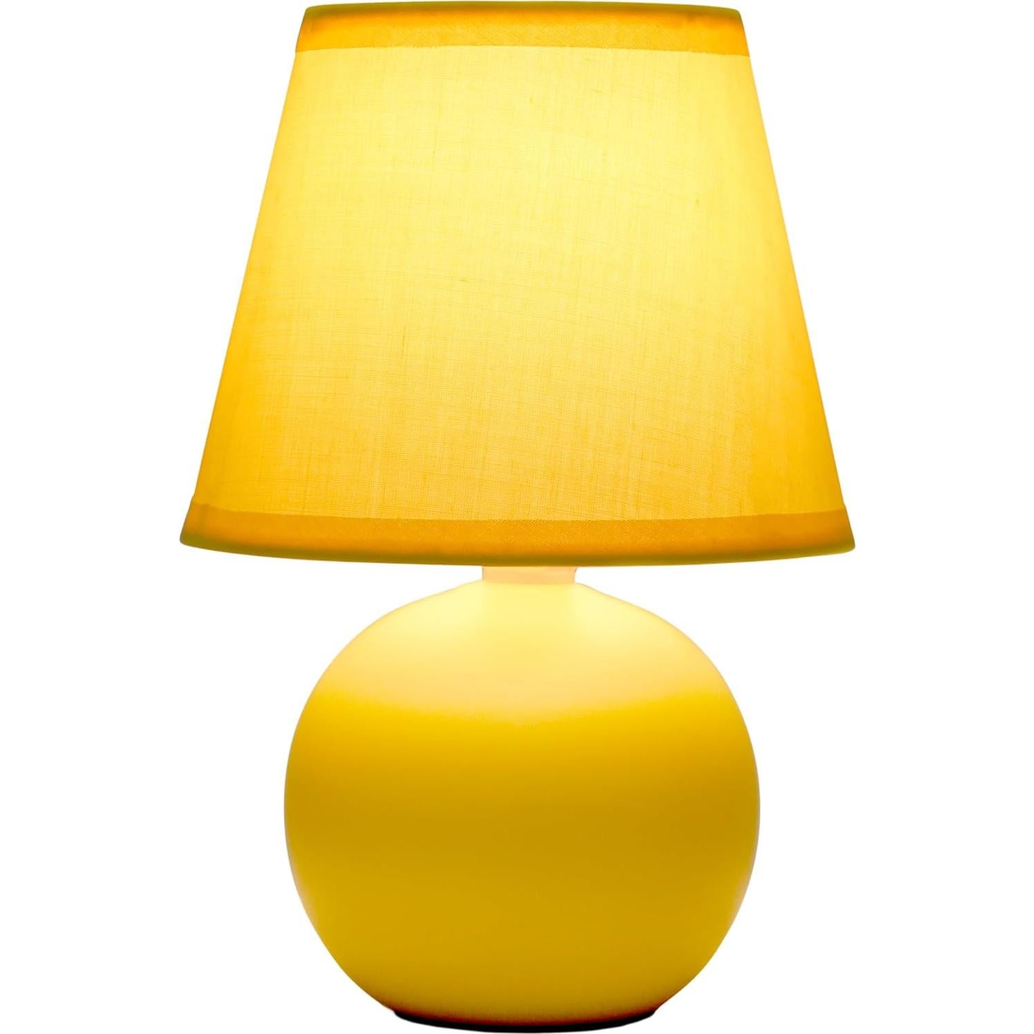 Juego de 2 Lámparas de Mesa Cerámica Diseño Simple Amarillo