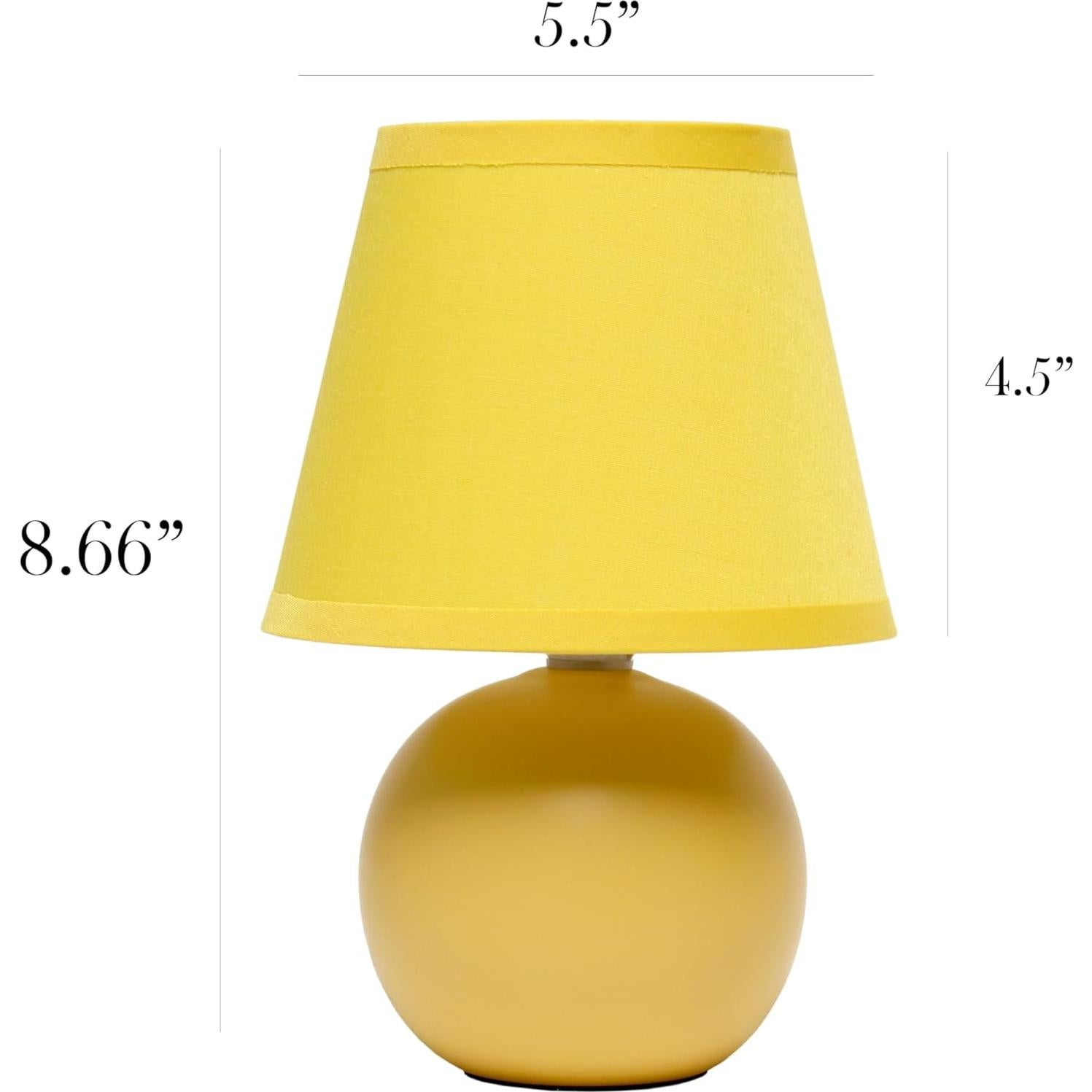 Juego de 2 Lámparas de Mesa Cerámica Diseño Simple Amarillo