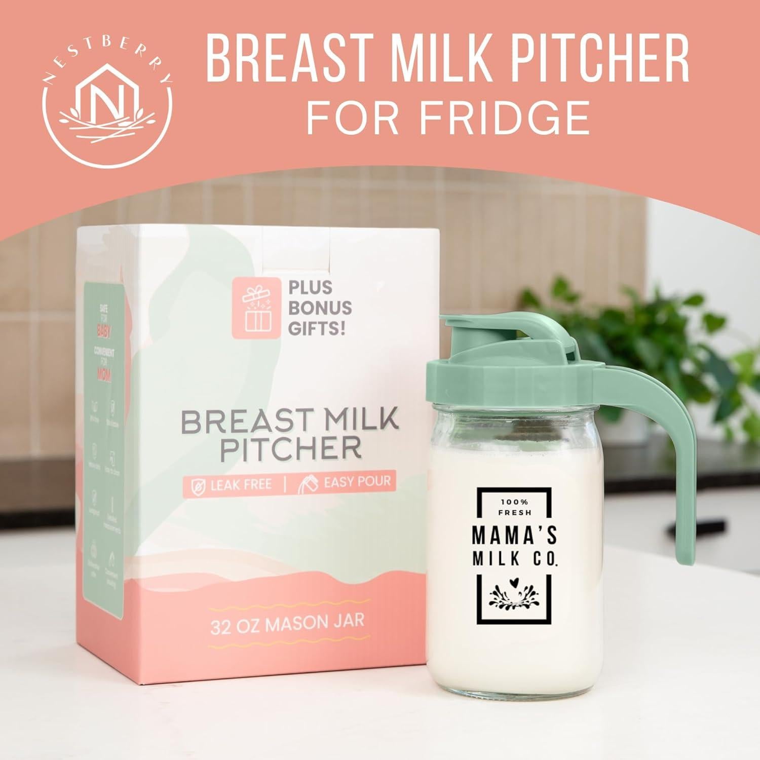 Jarra para Leche Materna Nestberry 946 ml con Tapa Antifugas