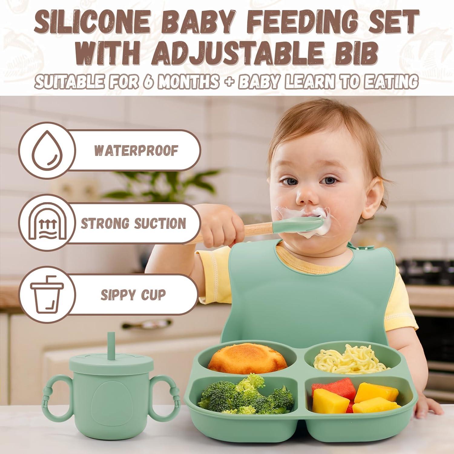 Juego de Alimentación Guiada para Bebés MIICASA 7 Piezas Silicona