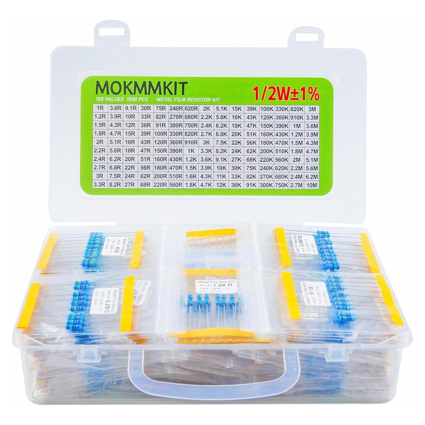 Kit de Resistores de Película Metálica MOKMMKIT 1500 Piezas 1/2W