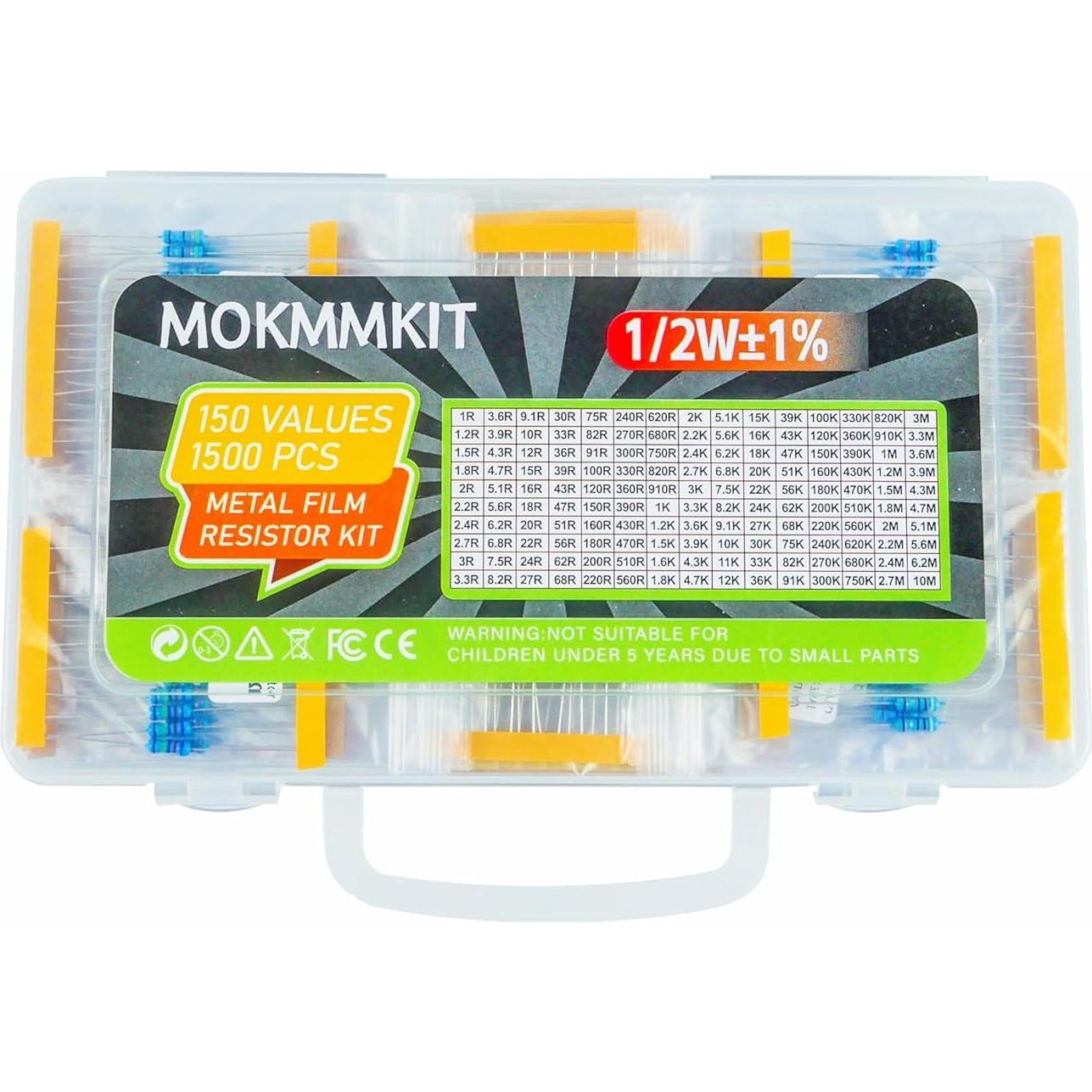 Kit de Resistores de Película Metálica MOKMMKIT 1500 Piezas 1/2W