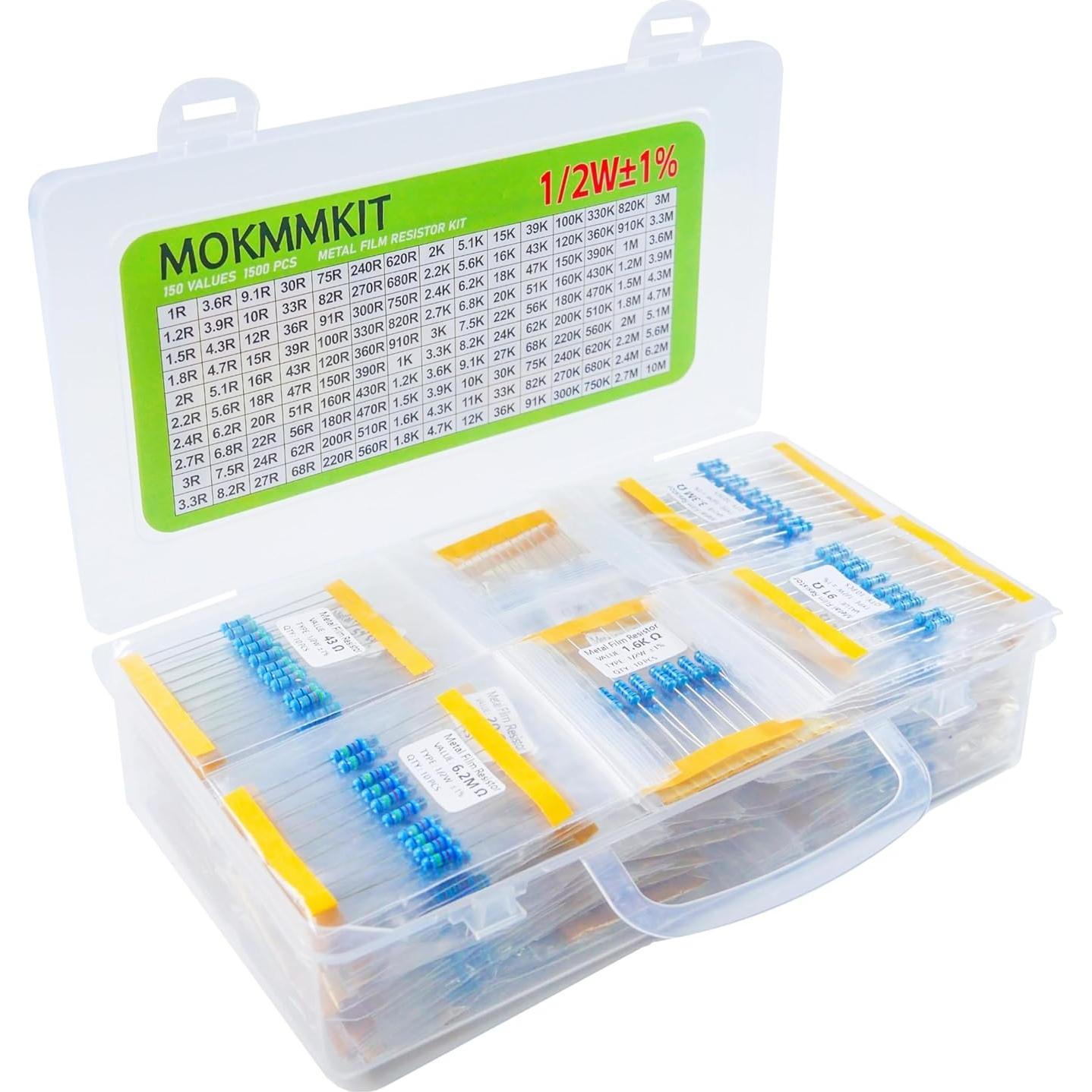 Kit de Resistores de Película Metálica MOKMMKIT 1500 Piezas 1/2W