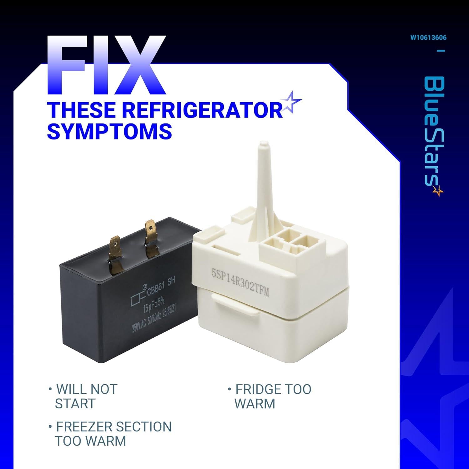 Relé de Arranque Compresor Refrigerador BlueStars W10613606