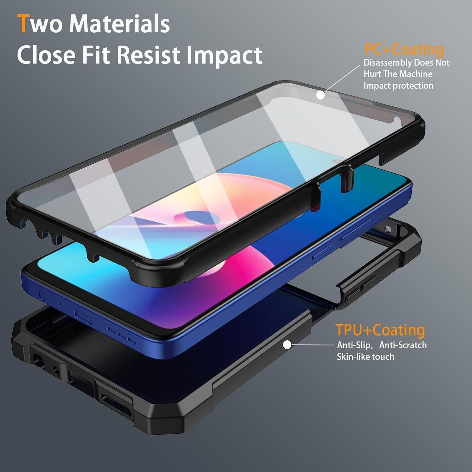 Carcasa Híbrida TJS para TCL 50 XE 5G y NXTPAPER 5G - Negro