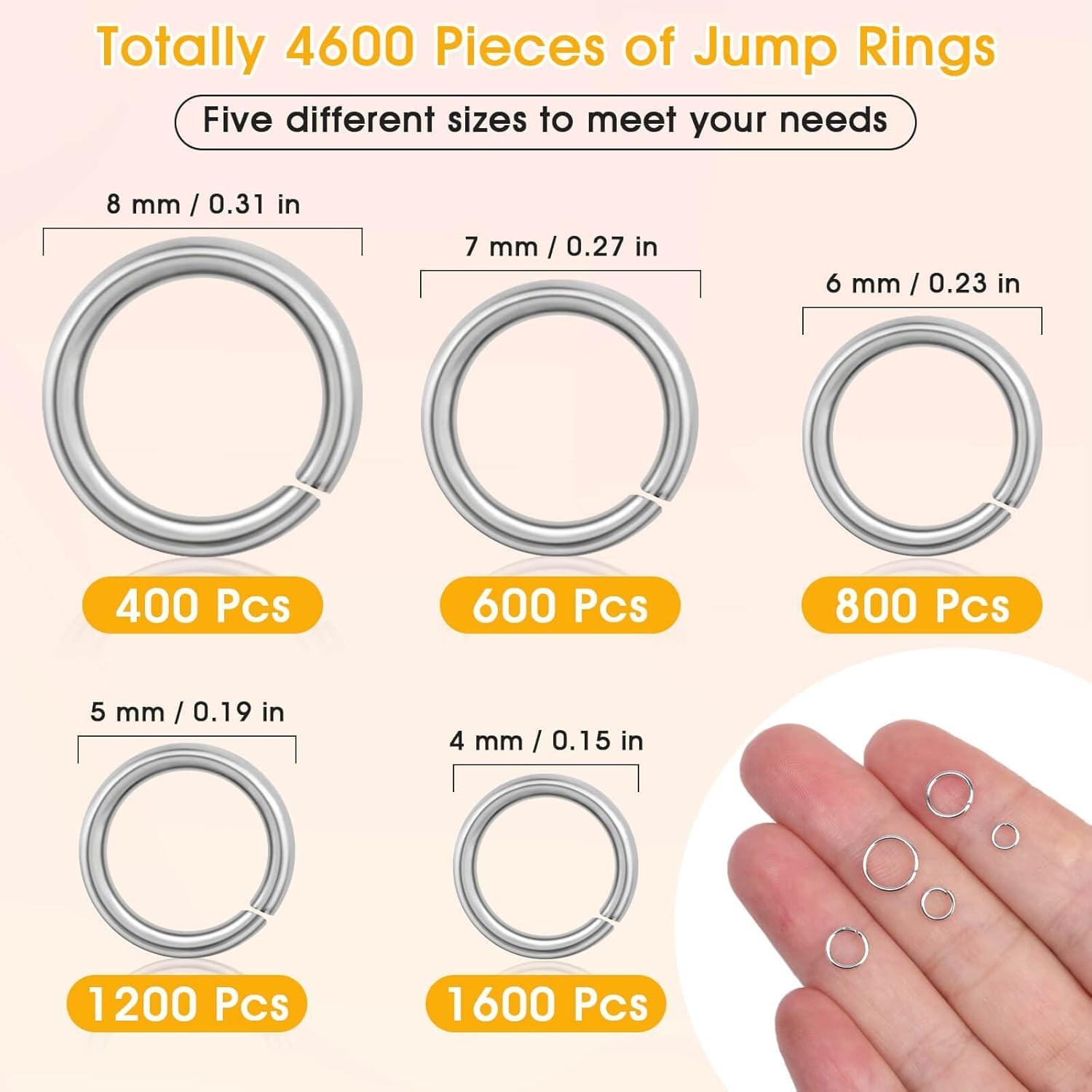 PAXCOO 4600 Anillas de Salto Plateadas para Joyas