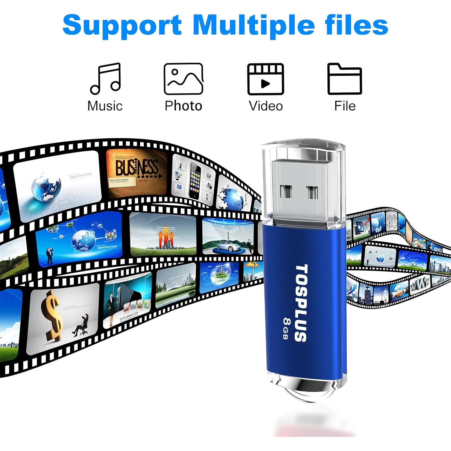 Paquete de 2 Memorias USB 8GB TOSPLUS Negro/Azul
