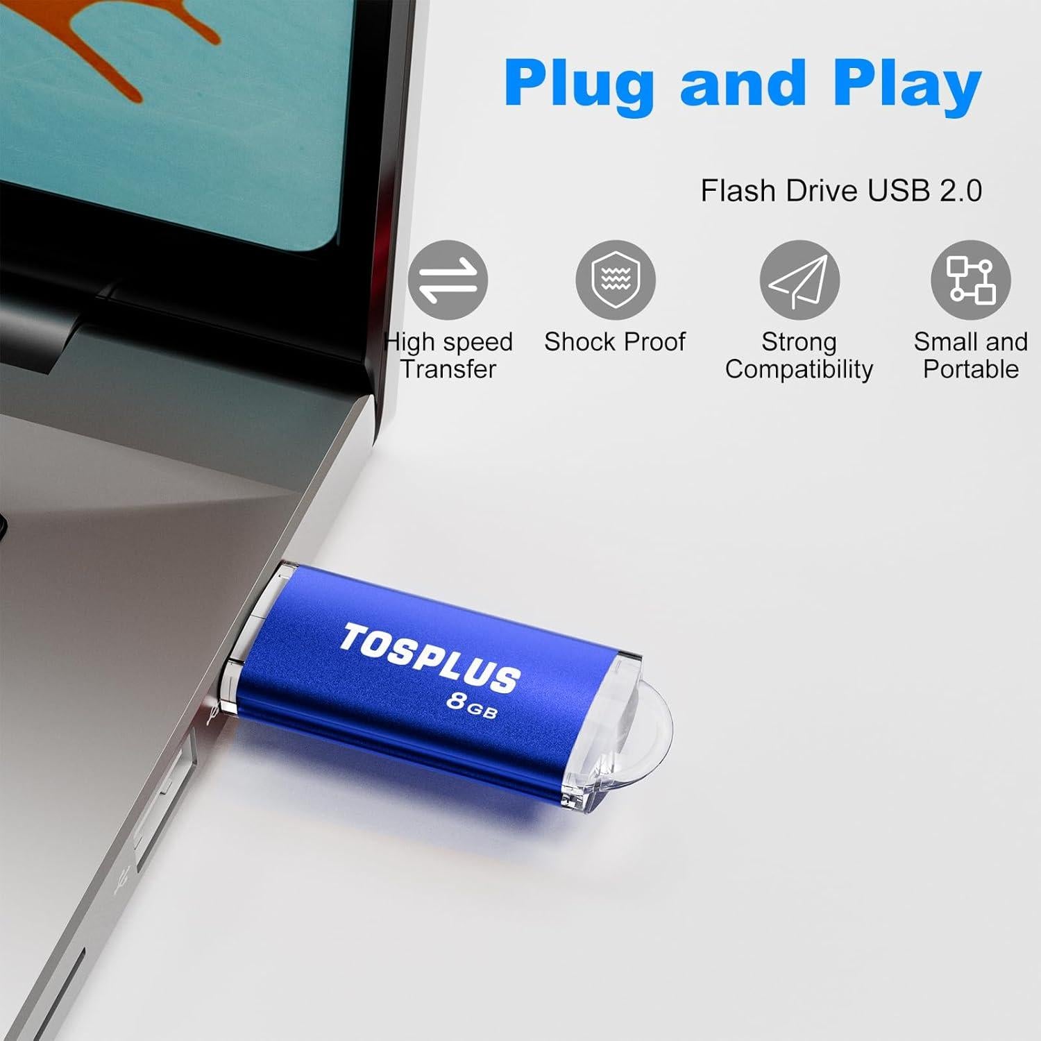Paquete de 2 Memorias USB 8GB TOSPLUS Negro/Azul