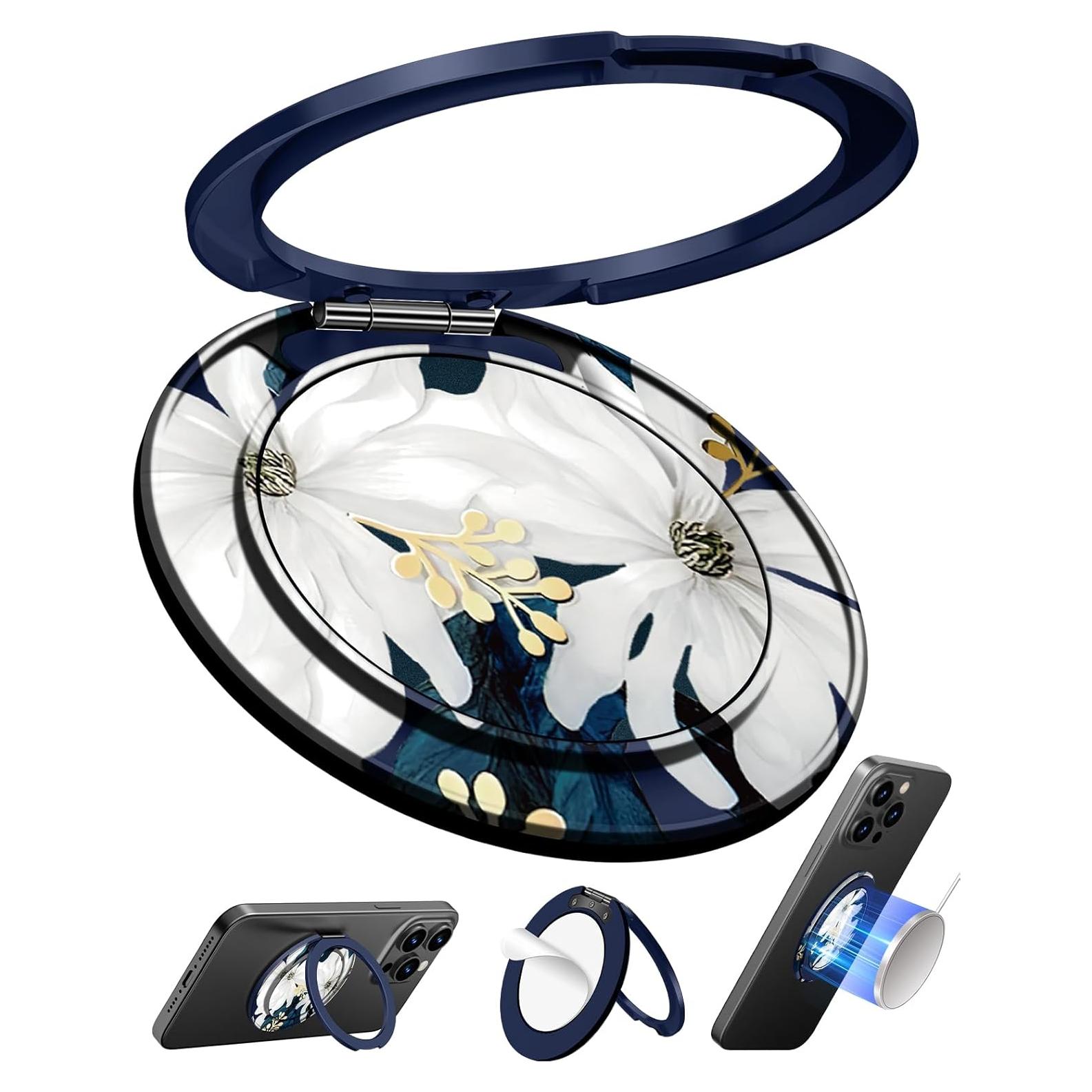 Soporte de Anillo para Teléfono Toycamp - Flor Blanca Ajustable