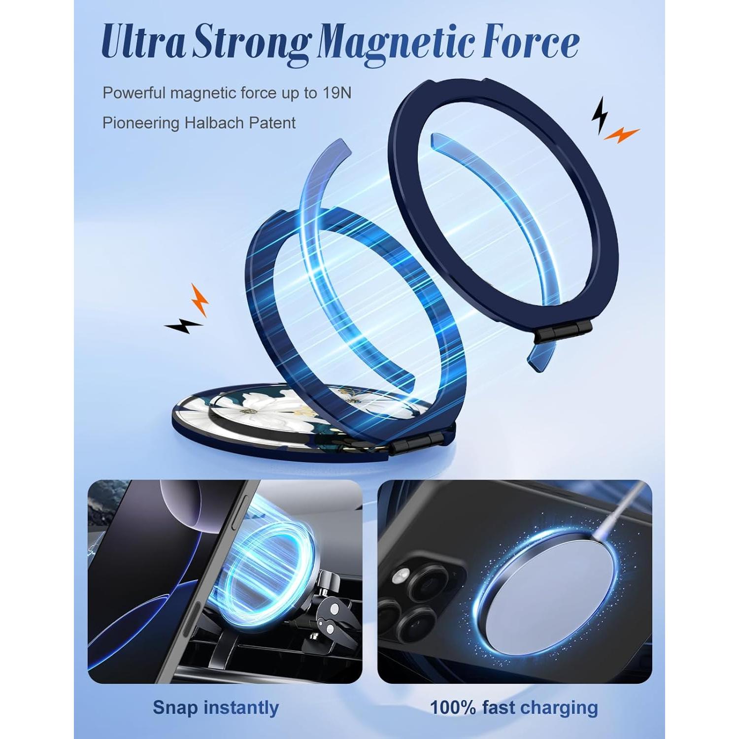 Soporte de Anillo para Teléfono Toycamp - Flor Blanca Ajustable