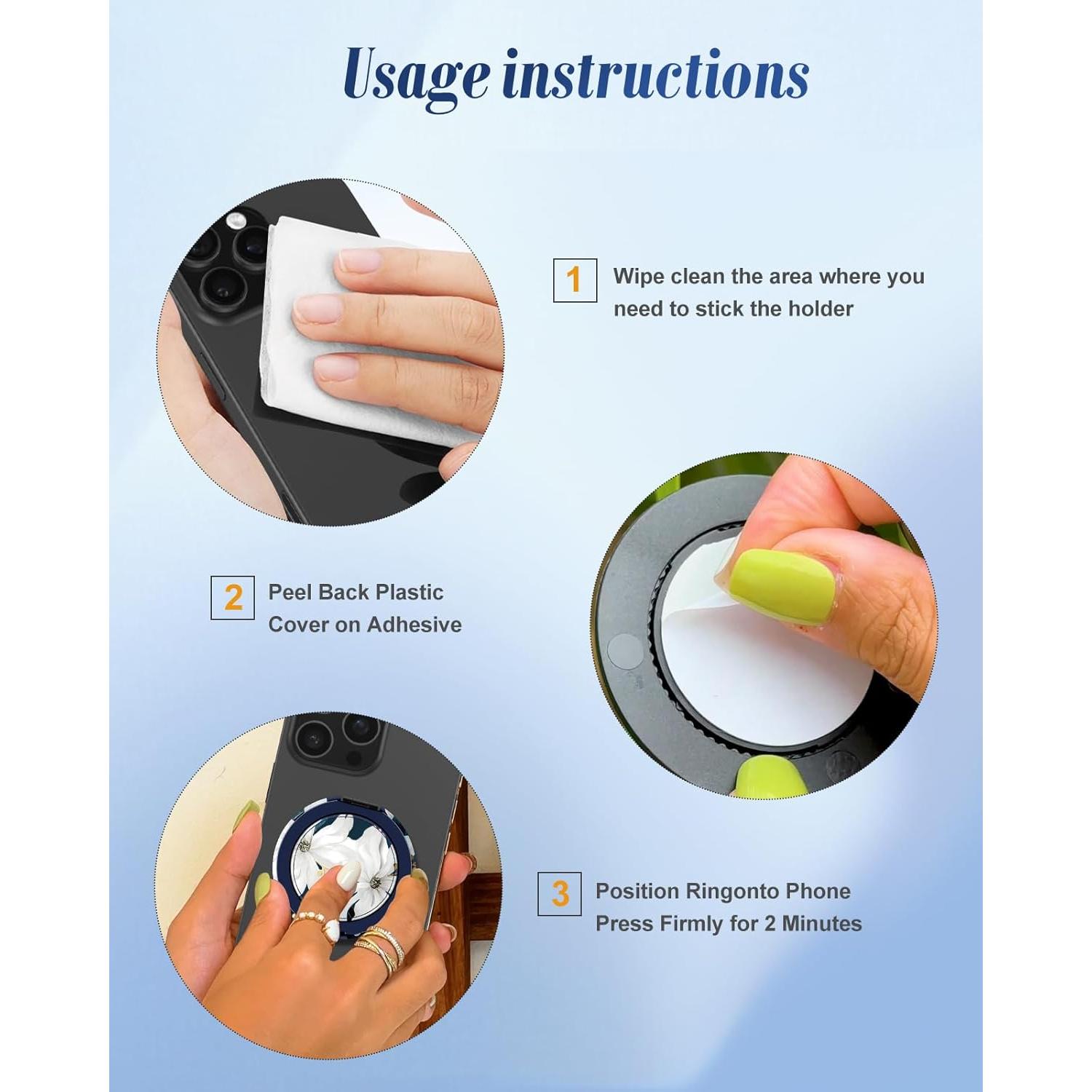 Soporte de Anillo para Teléfono Toycamp - Flor Blanca Ajustable