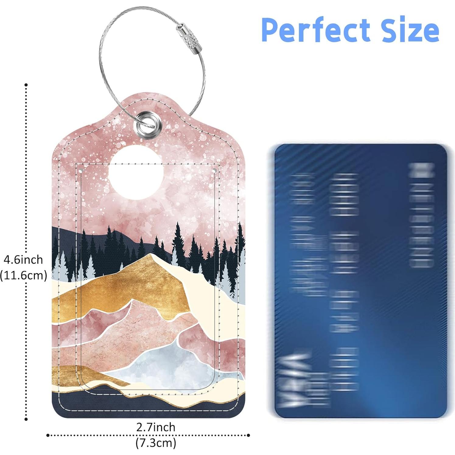 Etiquetas de Equipaje MSEAANBK Art Mountains 2 Piezas Cuero PU