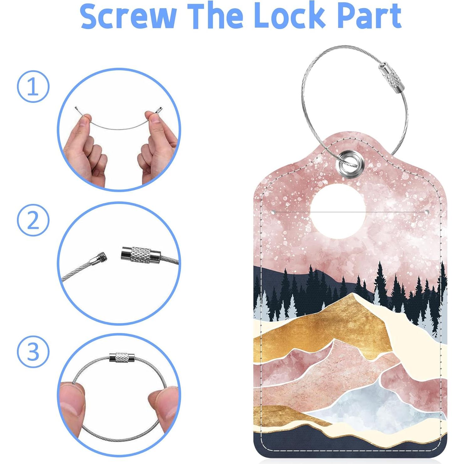 Etiquetas de Equipaje MSEAANBK Art Mountains 2 Piezas Cuero PU