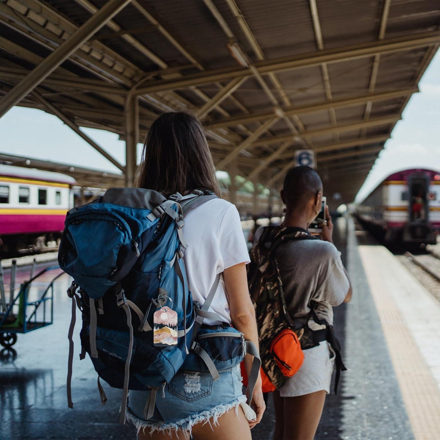 Etiquetas de Equipaje MSEAANBK Art Mountains 2 Piezas Cuero PU