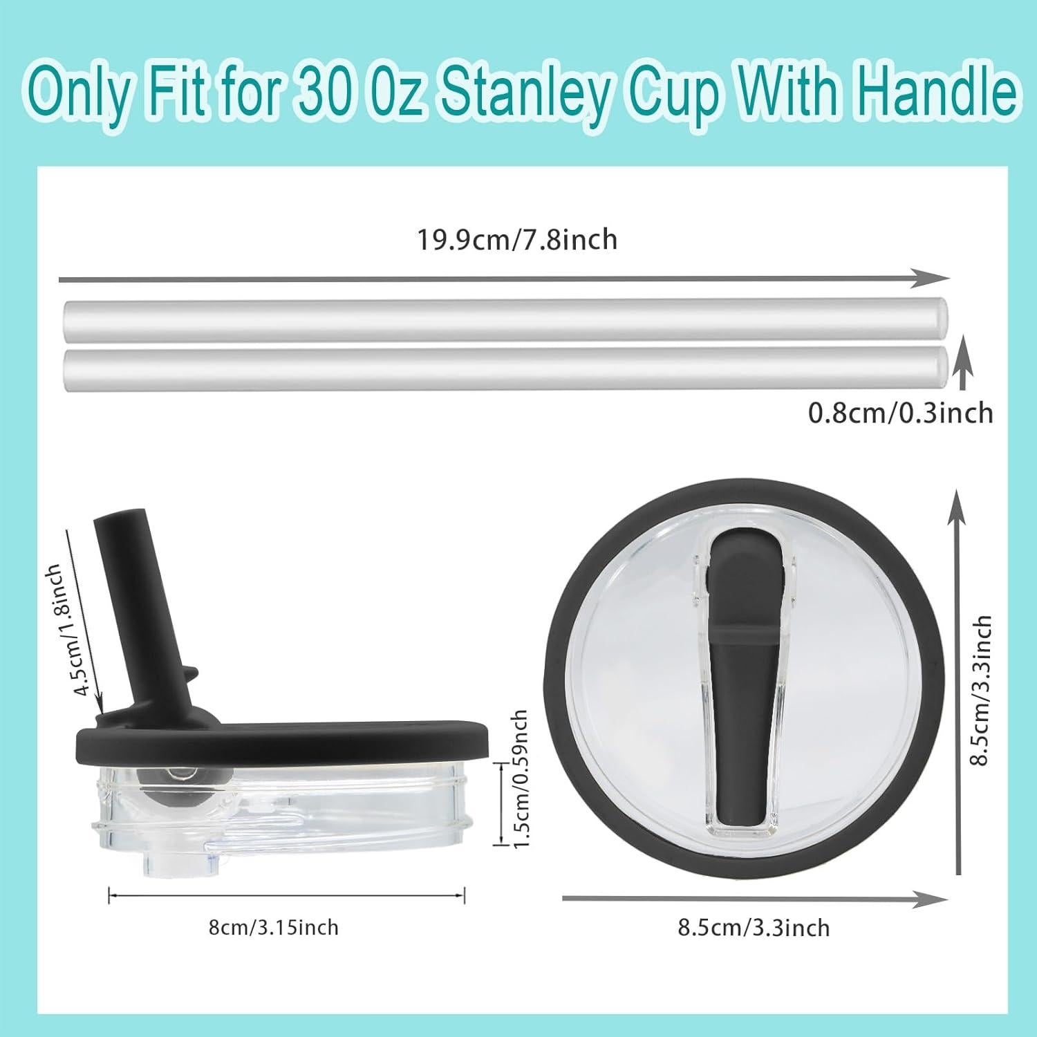 Tapa de Popote Reemplazo Stanley Quencher 40 oz Negra - 2 Pcs