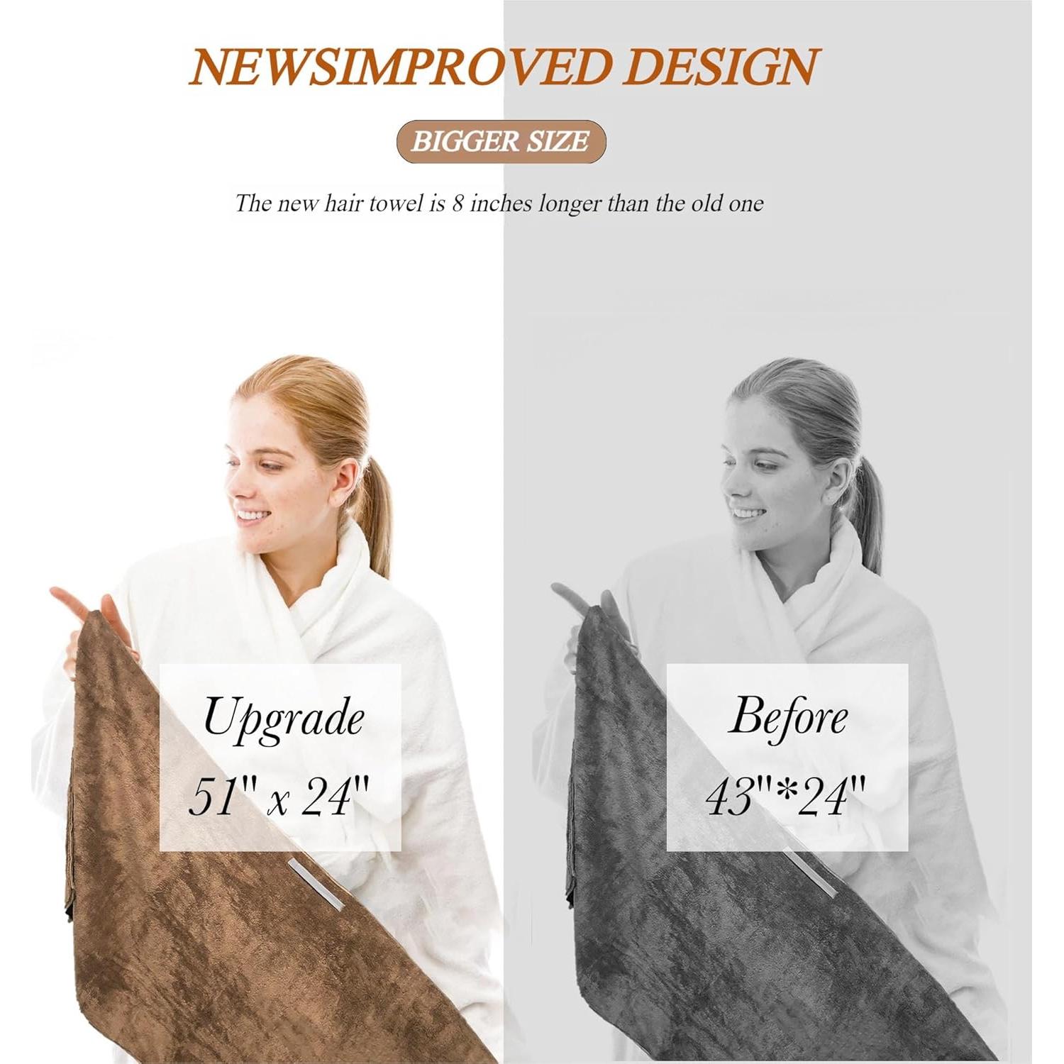 Toalla de Microfibra XXL BreodyEco para Cabello - 130x61cm Suave y Absorbente