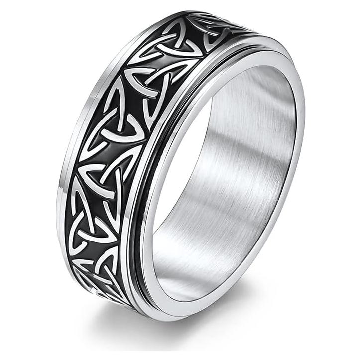 Anillo de Acero Inoxidable Antiestrés SINLEO con Nudo Celta