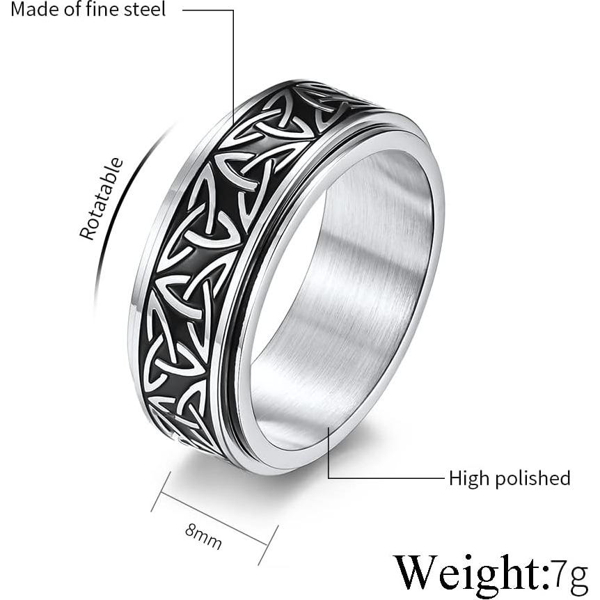 Anillo de Acero Inoxidable Antiestrés SINLEO con Nudo Celta